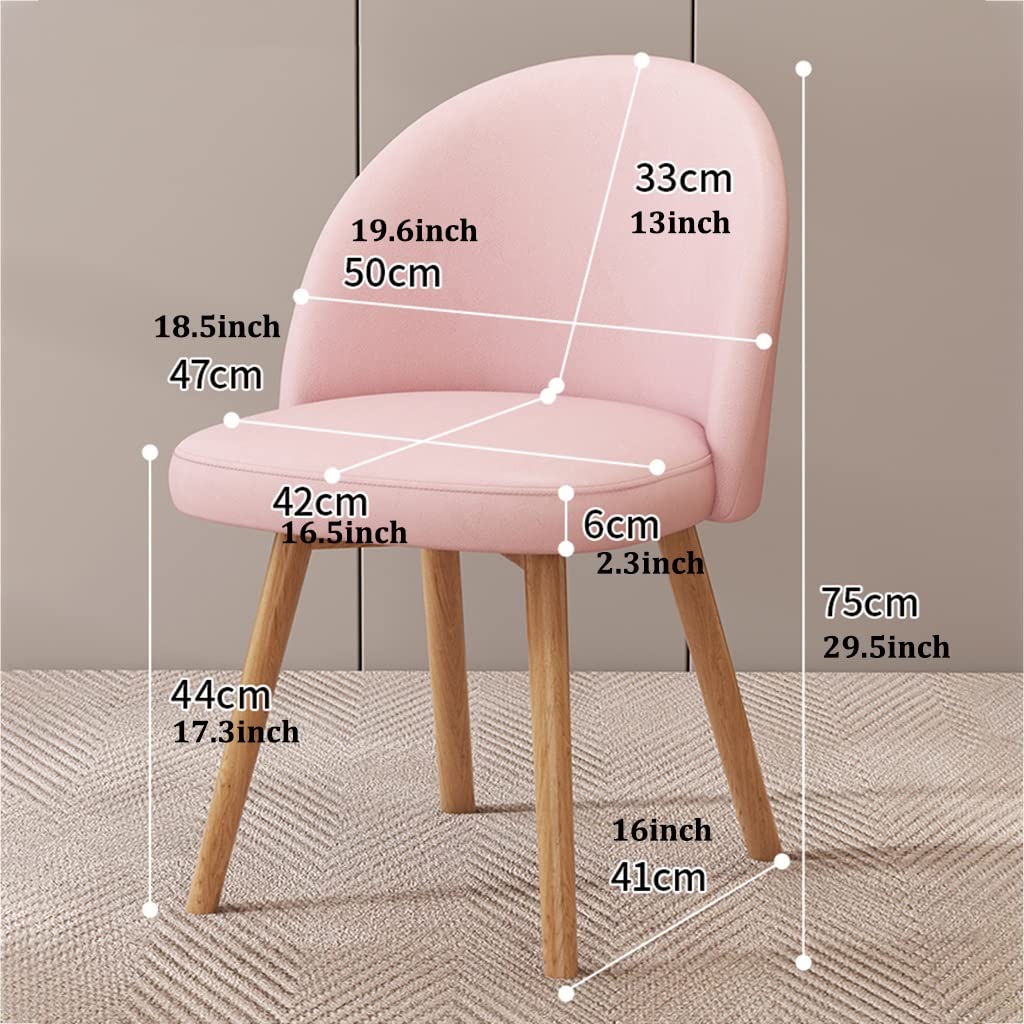 Modern Upholstered Dining Chairs with Wood Legs - Accent Side Chairs for Office, Kitchen, Living Room & Reception Areas - Comfortable Armless Leisure Chair for Home & Commercial Use (Pink) - Perfect for Dining Sets, Lounge Seating & Dressing Rooms