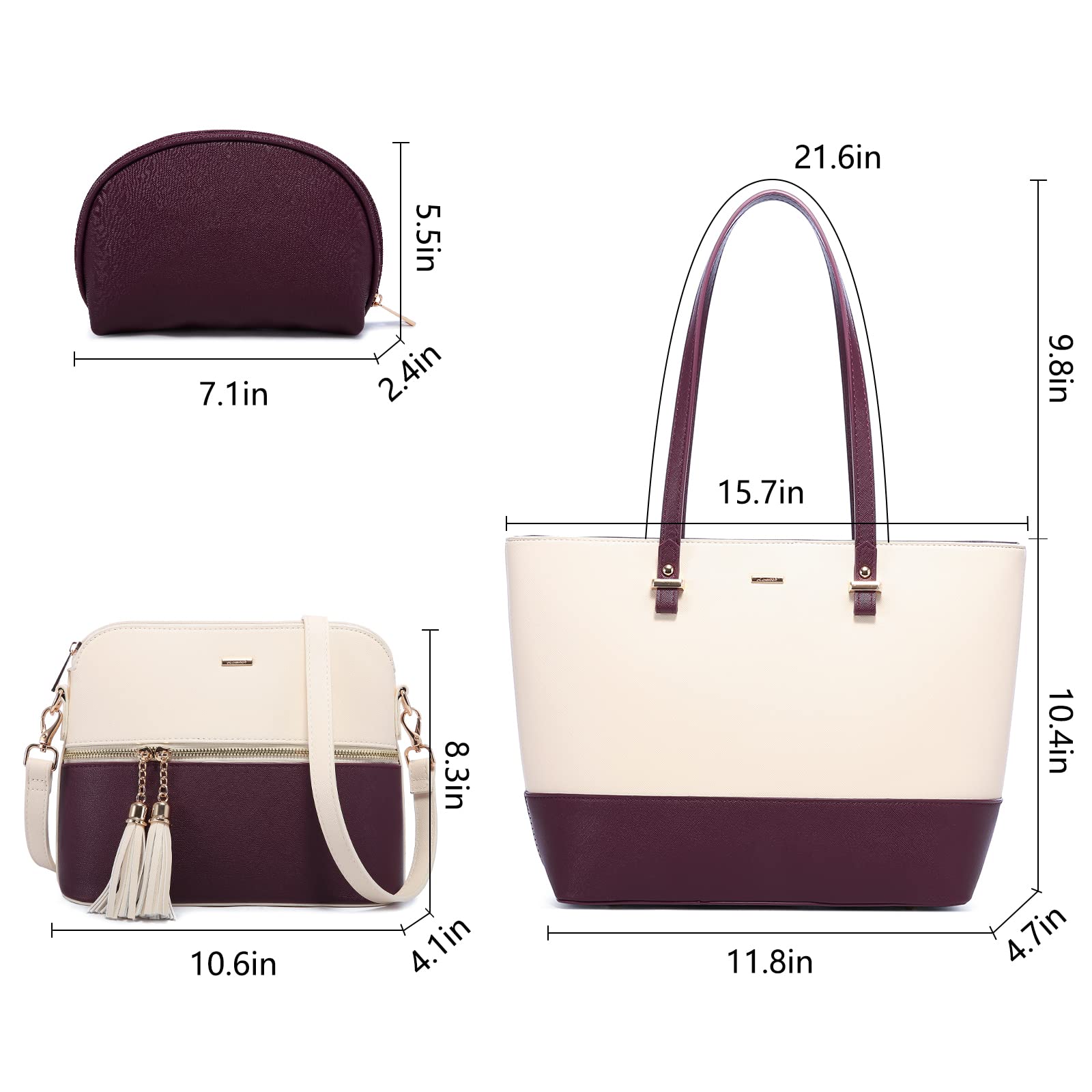 LOVEVOOK Women's Handbags Set - 3 Piece Shoulder Bag, Tote & Satchel Purse for Work, Travel & Everyday Use