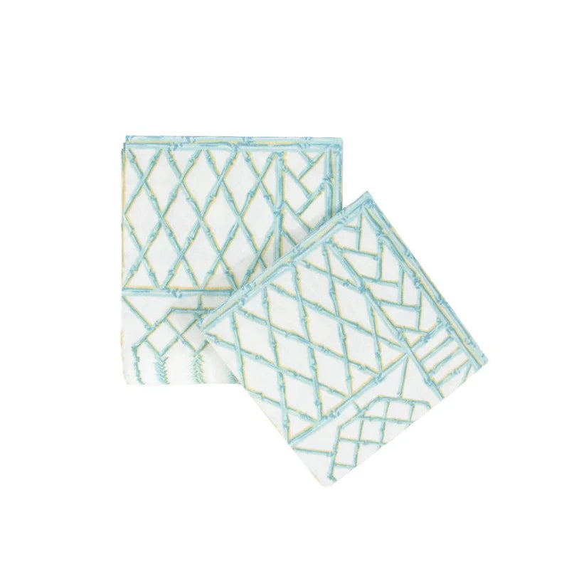Premium Bamboo Screen Cocktail Napkins - Robin's Egg Blue Linen Paper Napkins for Parties, Weddings & Elegant Dining
