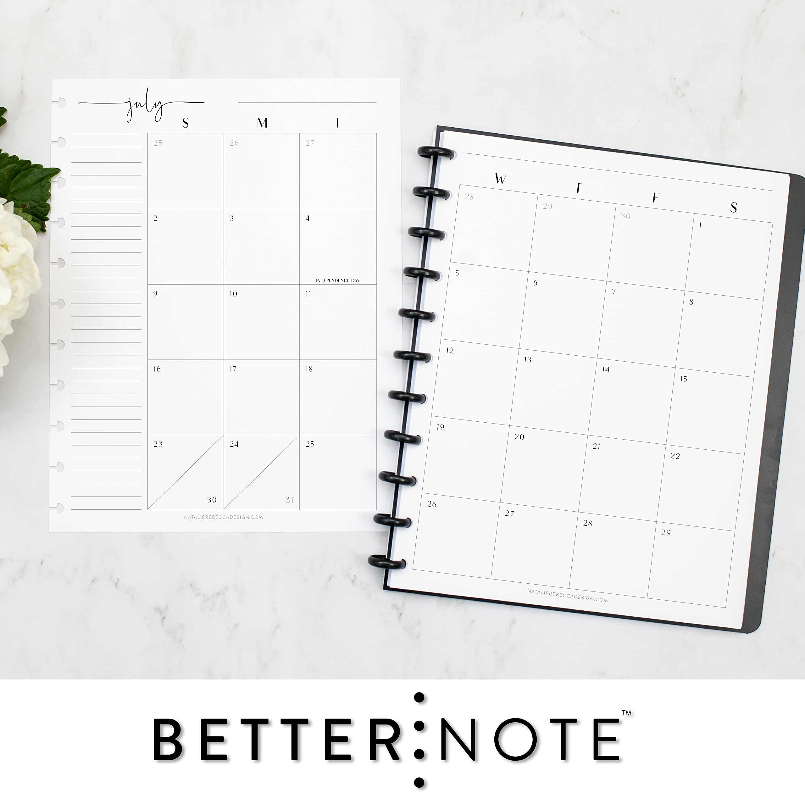 BetterNote July 2025 - June 2026 Academic Planner Refill for Discbound Notebooks - 8.5