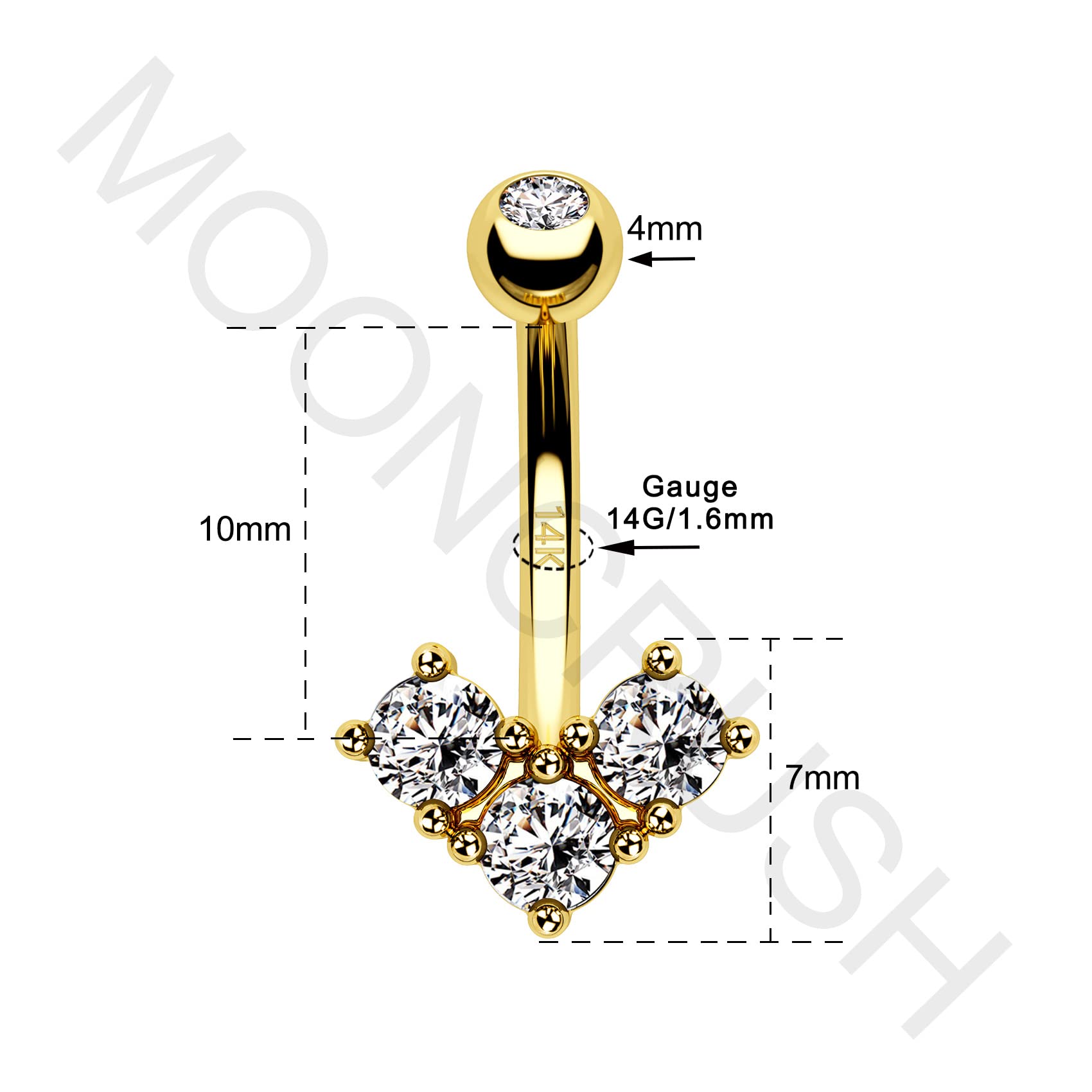 14K Solid Gold Belly Button Rings for Women - Real 14K Yellow Gold Belly Piercing Jewelry - Perfect for Everyday Wear, Parties, and Beach Outfits