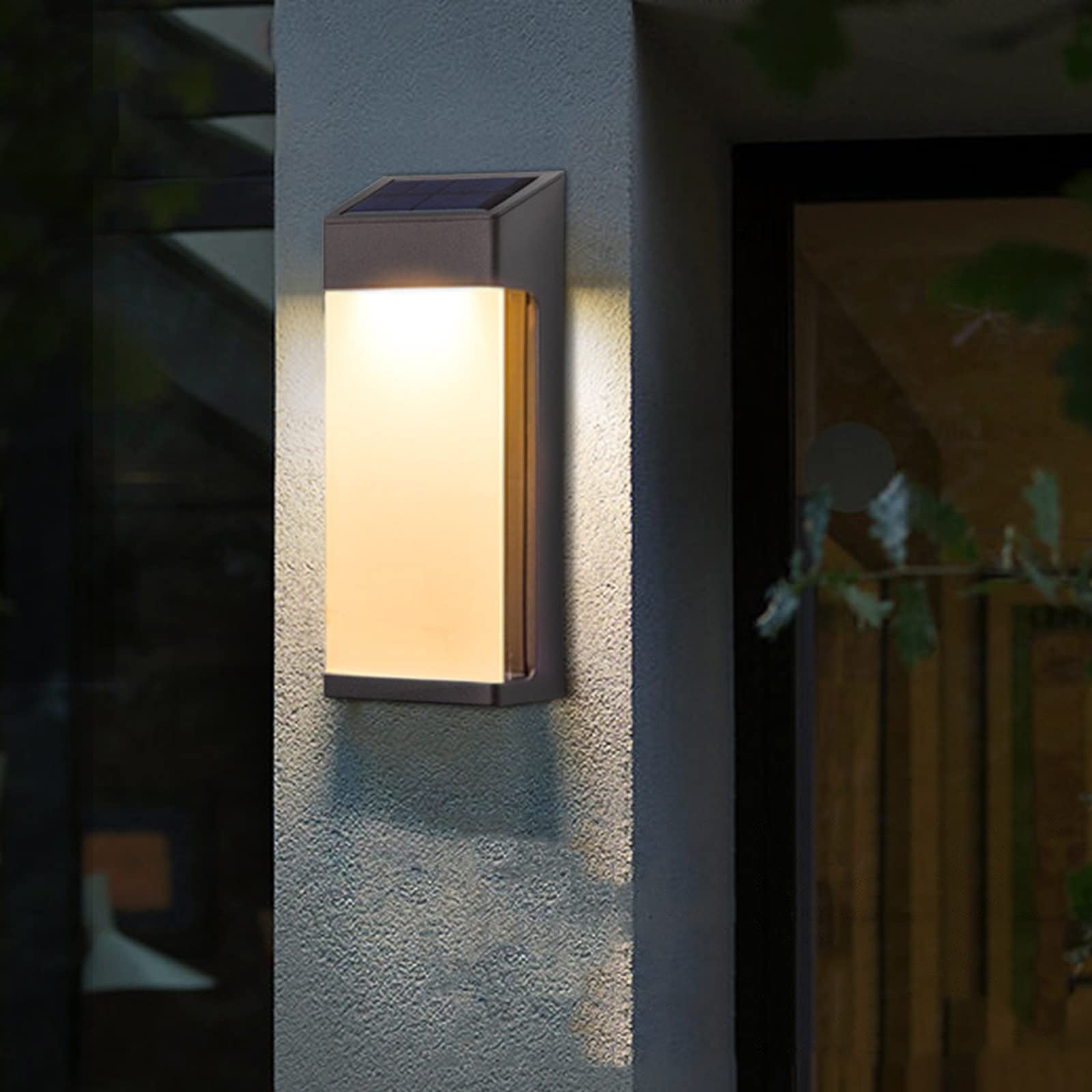 iKenta Solar Outdoor Wall Lights with Dusk to Dawn Sensor - IP44 Waterproof Security Lights for Front Door, Yard, Garage, Garden, Patio & Deck (10LM) - Perfect for Nighttime Safety & Landscape Lighting