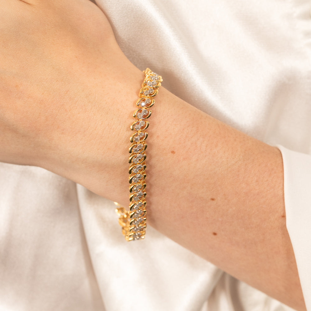2 Carat Diamond Bracelet in 18K Gold Plated Sterling Silver - Elegant Jewelry Gift for Women, Anniversary, Wedding & Special Occasions