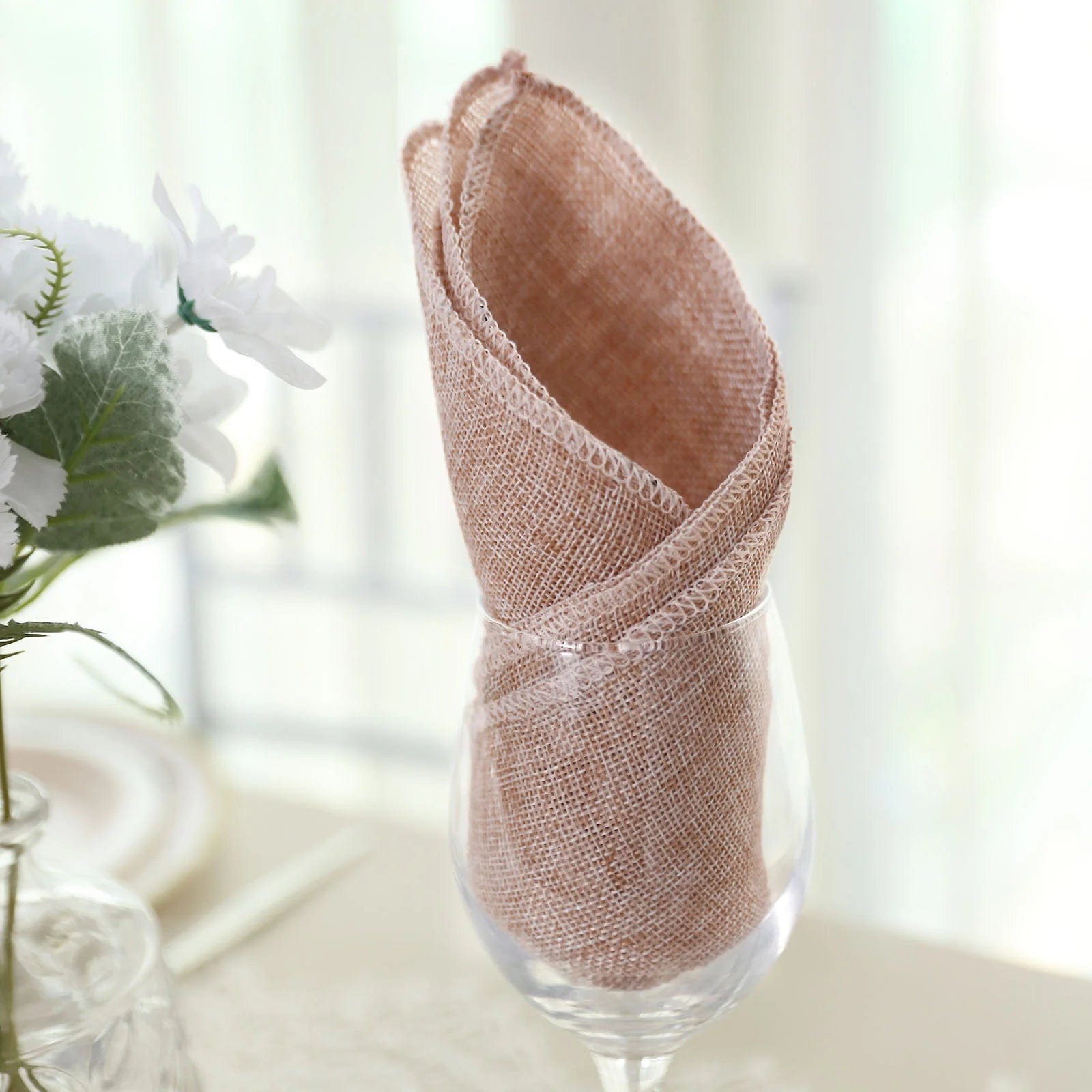 5 Rustic 19x19 Faux Burlap Dinner Napkins - Perfect for Farmhouse Weddings, Holiday Tablescapes & Rustic Home Decor