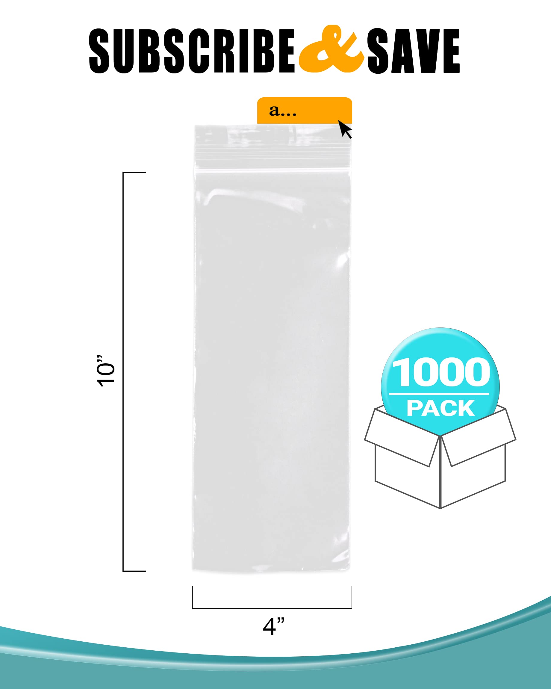 1000 Pack 4x10 Inches Clear Reclosable Zipper Bags - 2 Mil Thick Waterproof Plastic Storage Bags for Jewelry, Crafts & Industrial Use | Durable Zipper Closure for Organizing Small Items