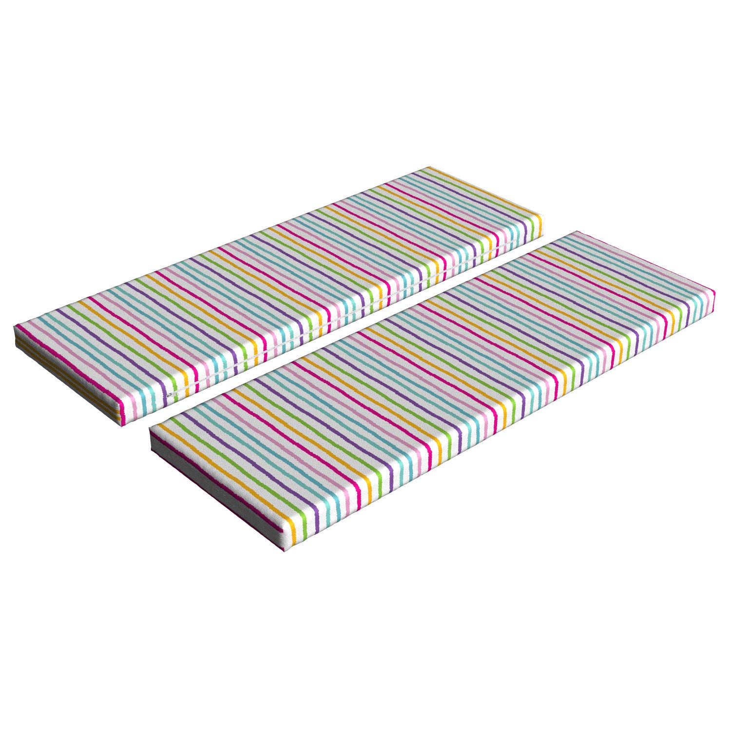 Ambesonne Abstract Bench Cushion Set of 2 - Colorful Grunge Stripes Summer Design, 45