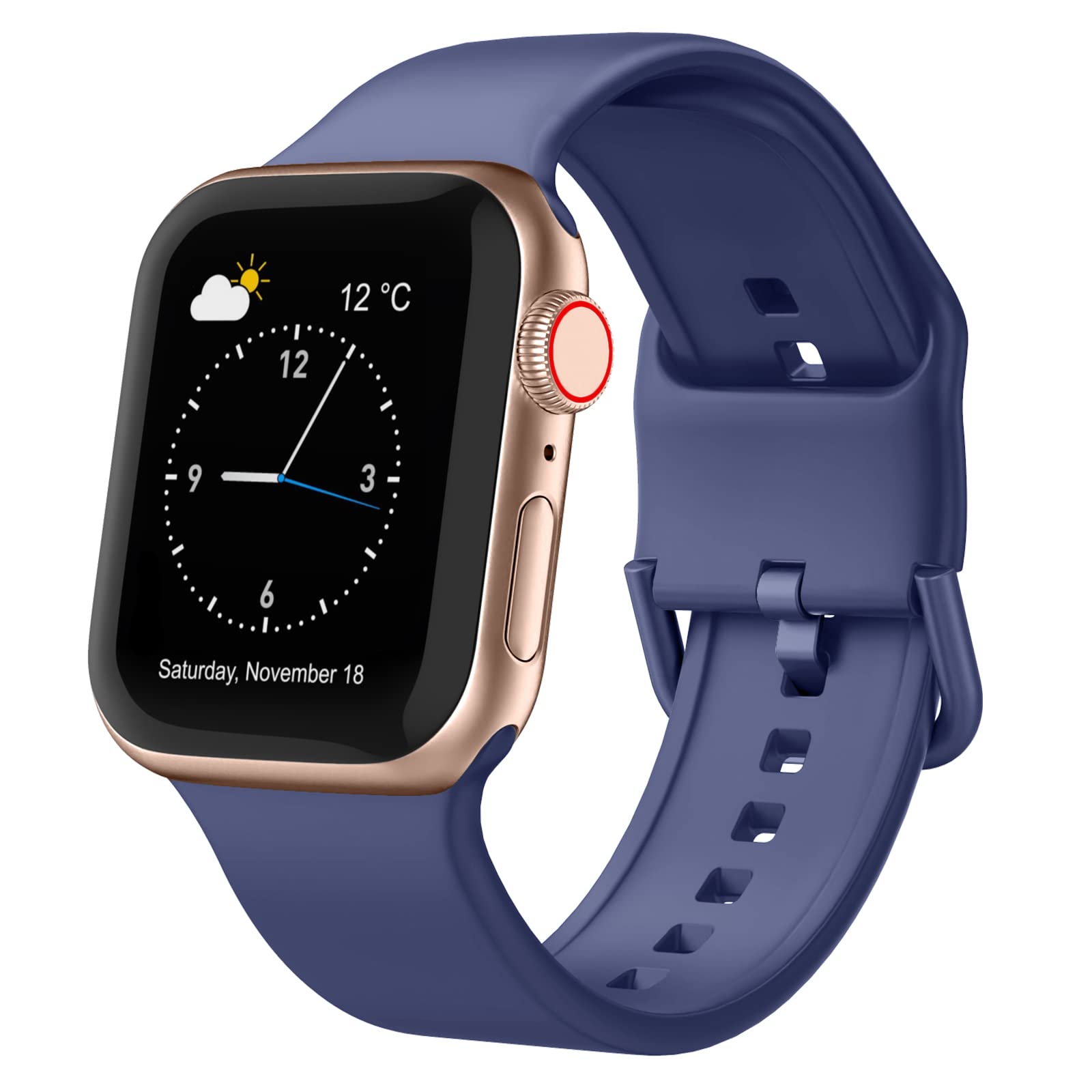 Premium Soft Silicone Sport Band Compatible with Apple Watch Series 1-8, SE & Ultra (38mm/40mm/41mm/42mm/44mm/45mm/49mm) - Durable Replacement Strap with Secure Classic Clasp for Men & Women | Perfect for Workouts, Running & Daily Wear