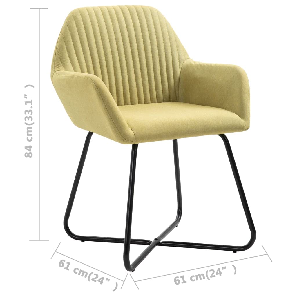 SKM Modern Dining Chairs Set of 2 - Green Fabric Upholstered Kitchen Chairs with Sturdy Metal Legs - Perfect for Dining Room, Kitchen, Breakfast Nook and Small Spaces