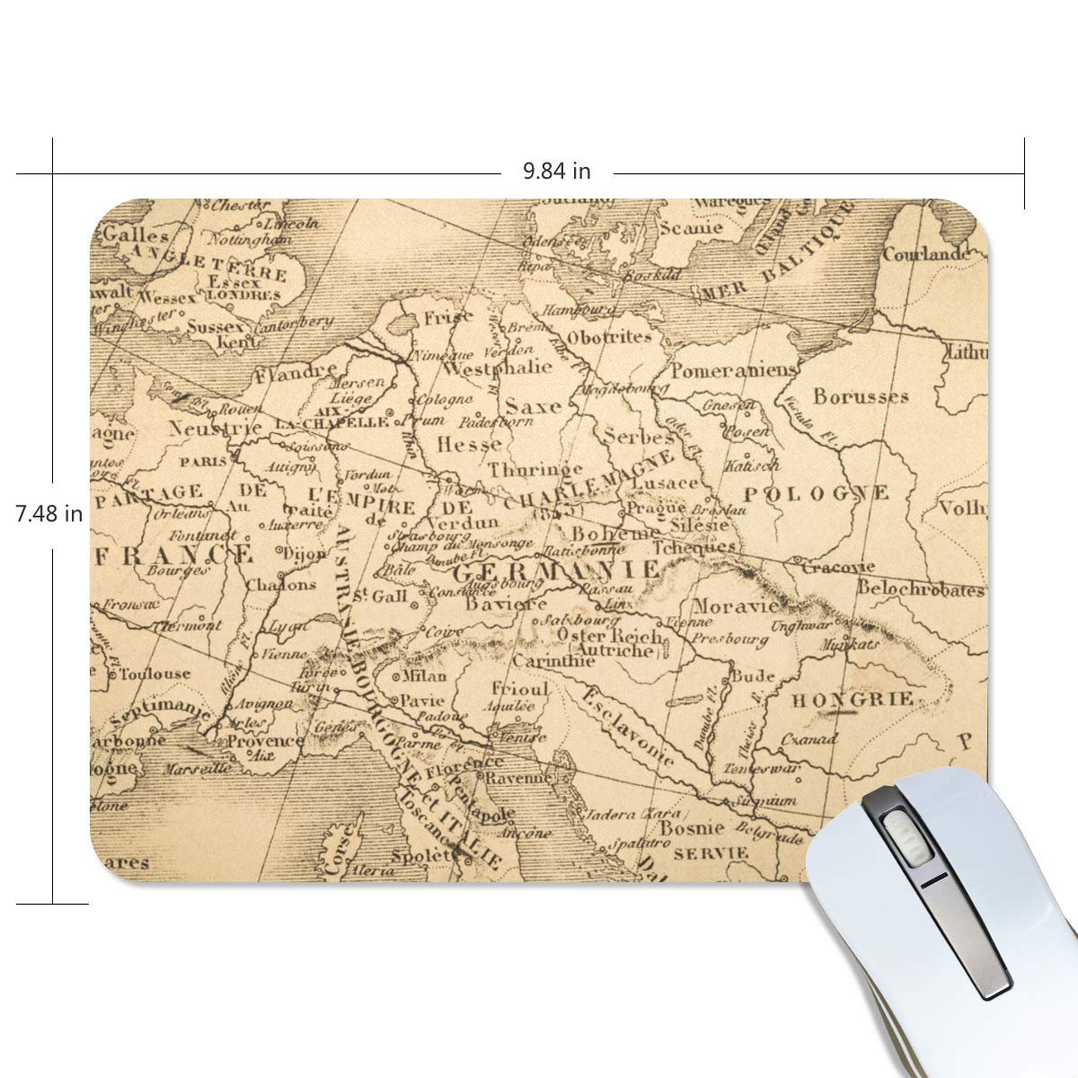 Vintage Europe Map Mouse Pad - 9.84 x 7.48 x 0.2 Inch Non-Slip Rubber Base for Gaming, Office & Home Use - Perfect for Computer Workstations, Gamer Setups & Workspace Decor