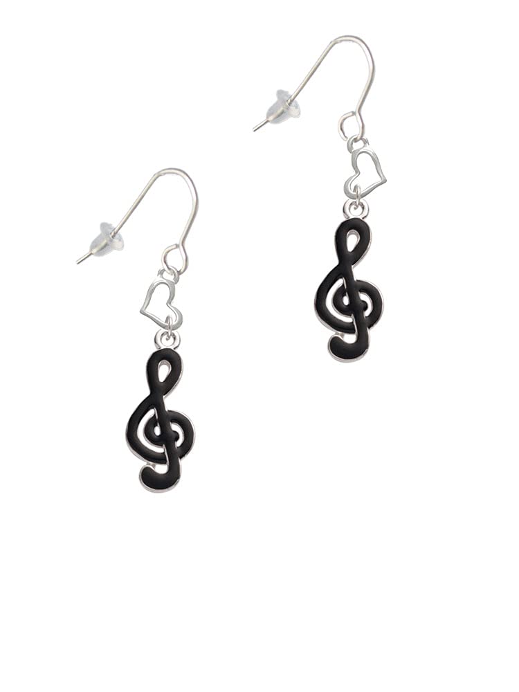 Delight Jewelry Sterling Silver Black Music Note Heart French Hook Earrings - Perfect for Concerts, Date Nights & Gift Giving