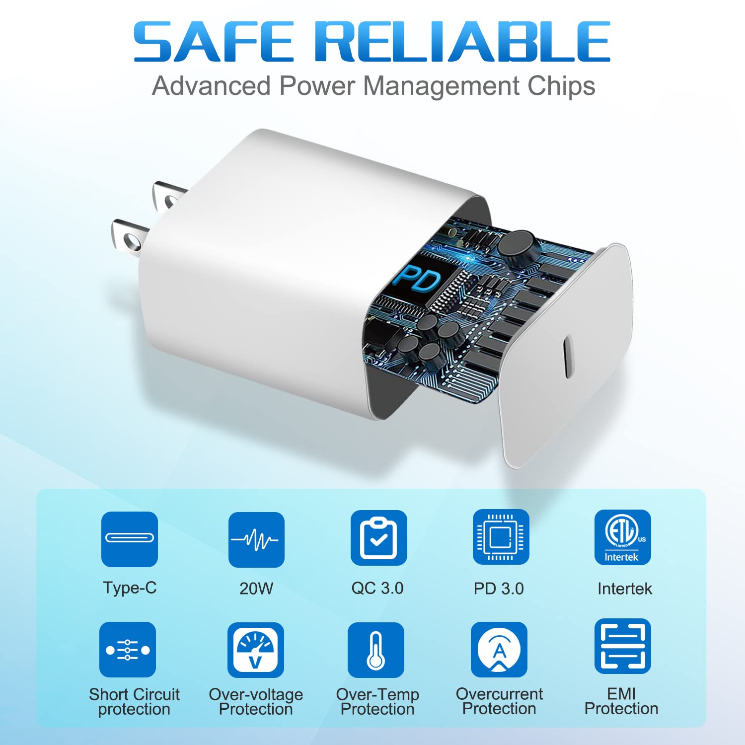 20W USB C Fast Charger for iPad Pro 12.9/11 inch, iPad Air 5th/4th Gen, iPad 10th Gen & Mini 6 - ETL Certified Wall Charger with 4FT USB C to C Cable - Perfect for Home, Office & Travel Charging