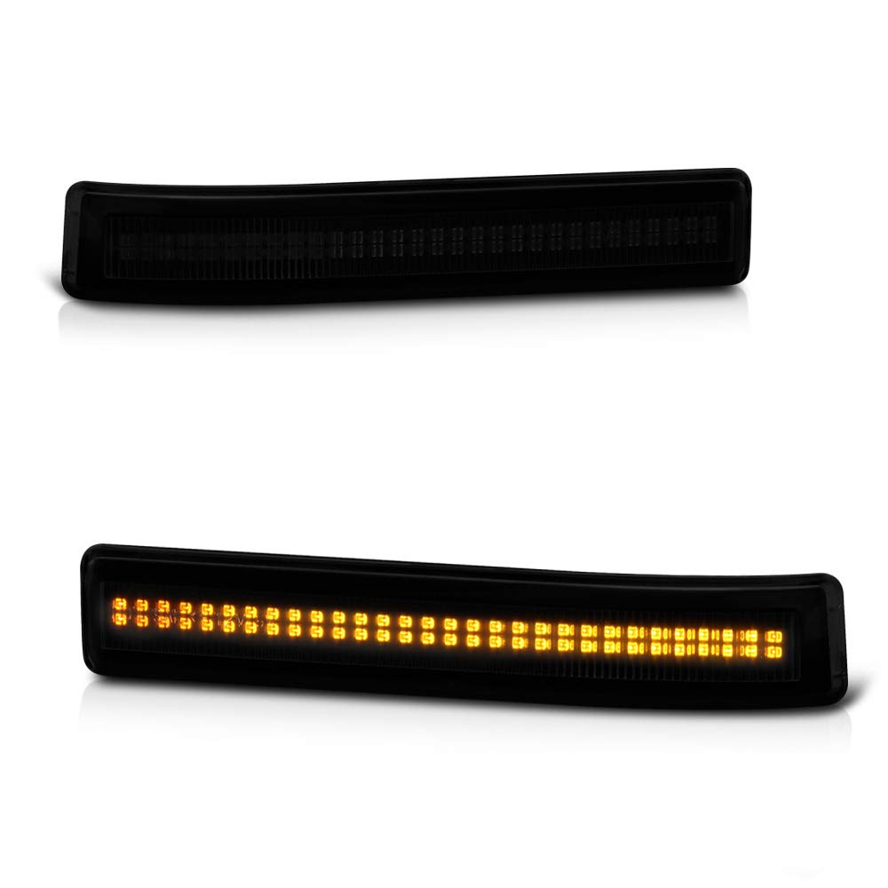2009-2014 Ford F150 Dark Smoke Amber LED Side Mirror Turn Signal Light Blinker Lamp Lens Assembly Replacement Pair - Driver & Passenger Side - Perfect for Night Driving & Enhanced Vehicle Safety