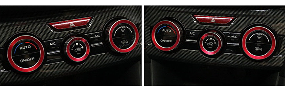 3-Piece Red AC Climate Control Switch Knob Ring Covers for Subaru 2018+ XV Crosstrek - Interior Car Accessories for Customization & Protection