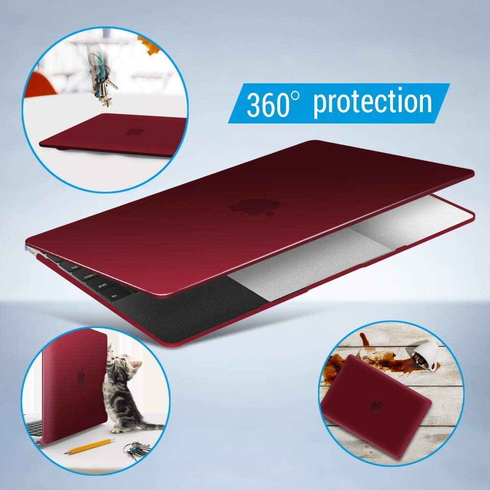 IBENZER Hard Shell Case for MacBook 12 Inch (Model A1534) - Compatible with 2015-2020 Retina Display MacBook 12'' - Marsala Red Protective Cover | Perfect for Travel, Office & School Use