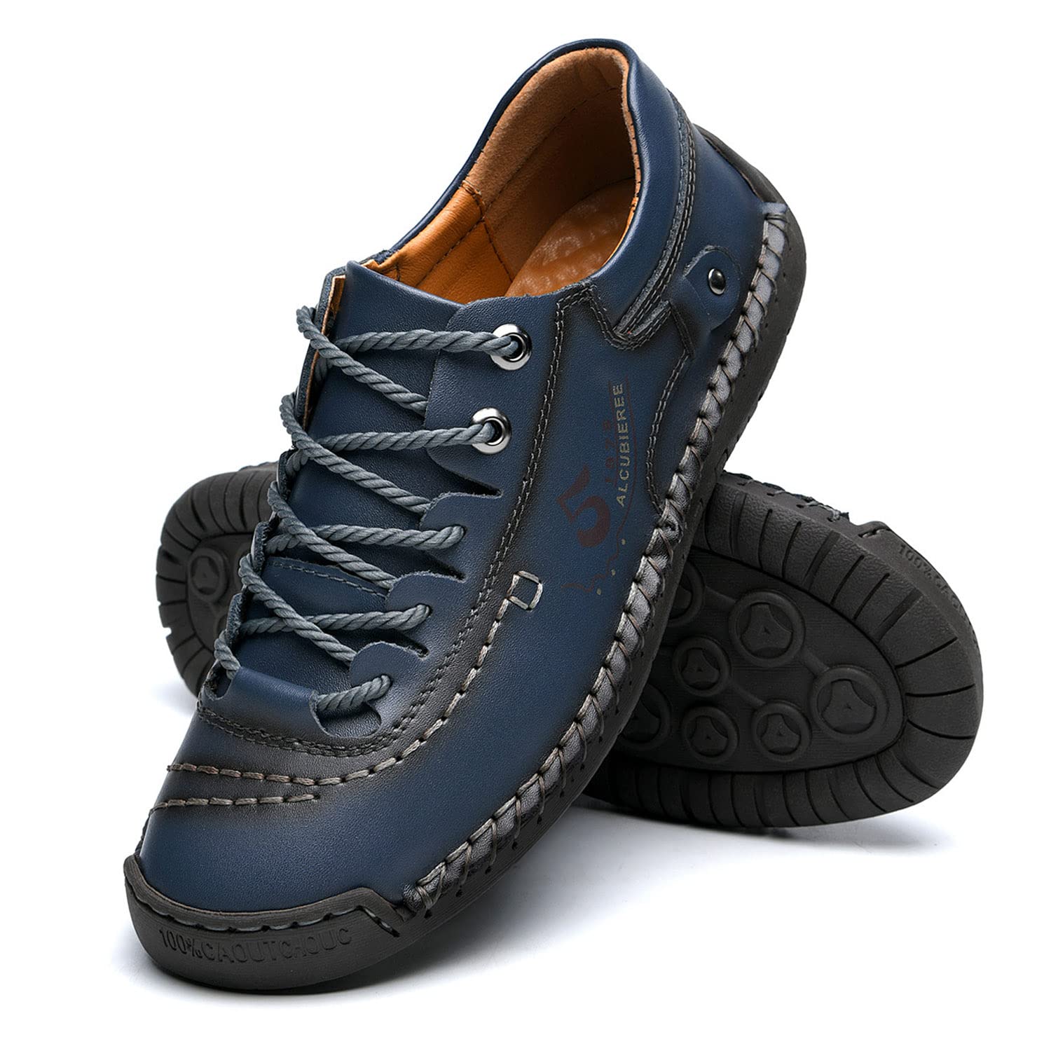 Alcubieree Men's Genuine Leather Casual Sneakers - Comfortable Loafers for Walking, Driving & Dress Shoes - Lightweight Fashion Footwear for Men (Size 7.5-13) - Perfect for Office, Travel & Everyday Wear