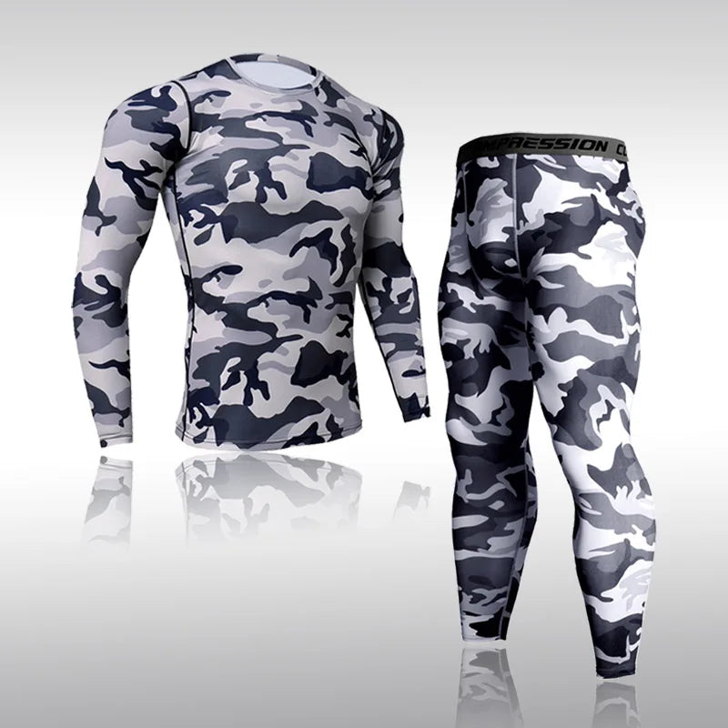 Quick Dry Camouflage Men's Running Set - Compression Sports Suit with Skinny Tights & Rashguard for Gym, Fitness & Outdoor Activities | Moisture-Wicking Workout Clothes for Jogging, Training & Sports 2025
