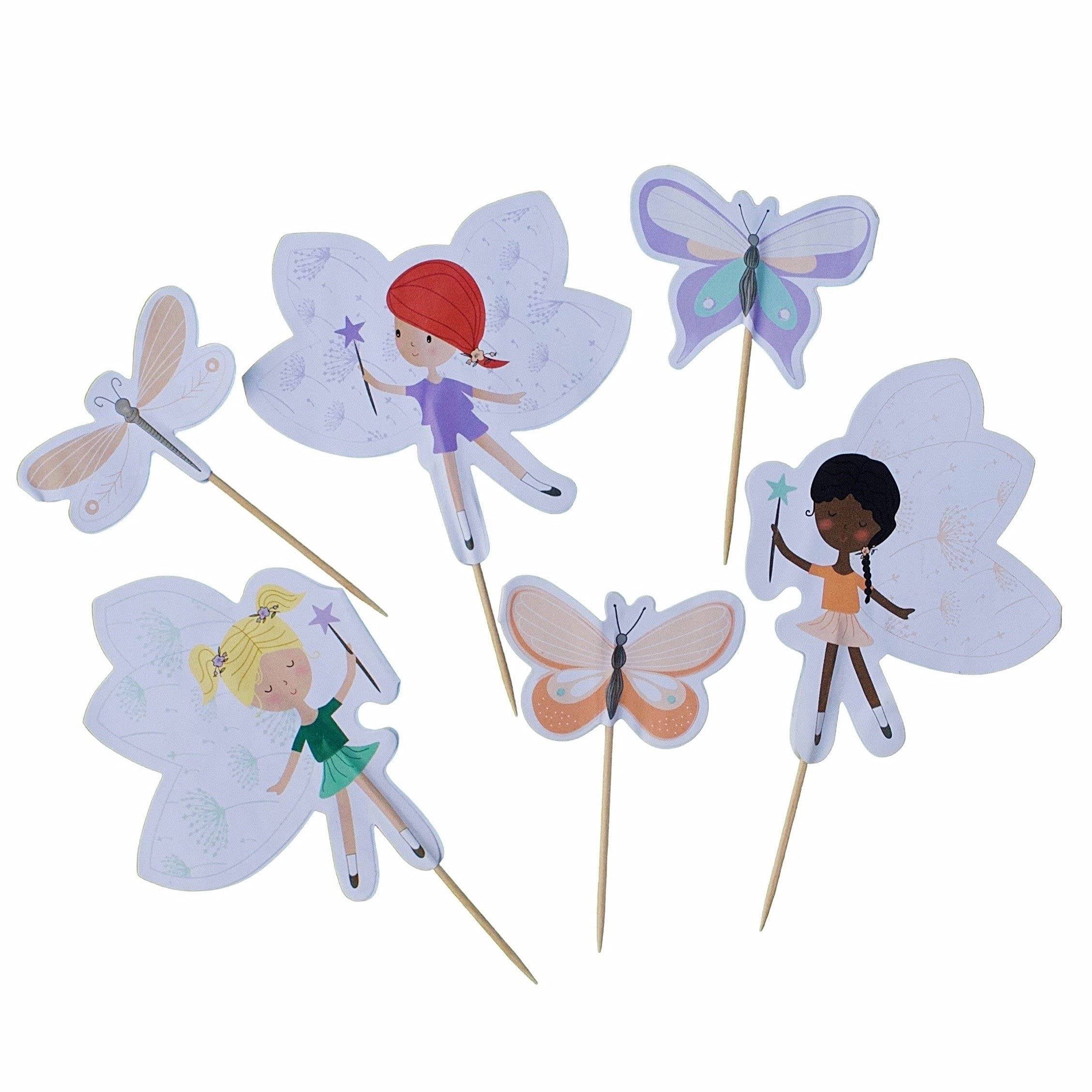 Fairy and Butterfly Cupcake Toppers - Set of 12 | Whimsical Fairy & Butterfly Cake Decorations for Birthday Parties, Baby Showers & Wedding Cakes | Edible Cupcake Picks for Baking & Dessert Decor