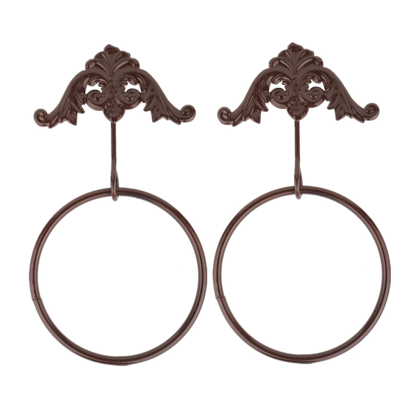 Beufee 2-Pack Wrought Iron Towel Ring Wall Mount - Vintage Bathroom Towel Holder for Hand & Kitchen Towels - Rustic Farmhouse Decor for Bathroom & Kitchen Organization