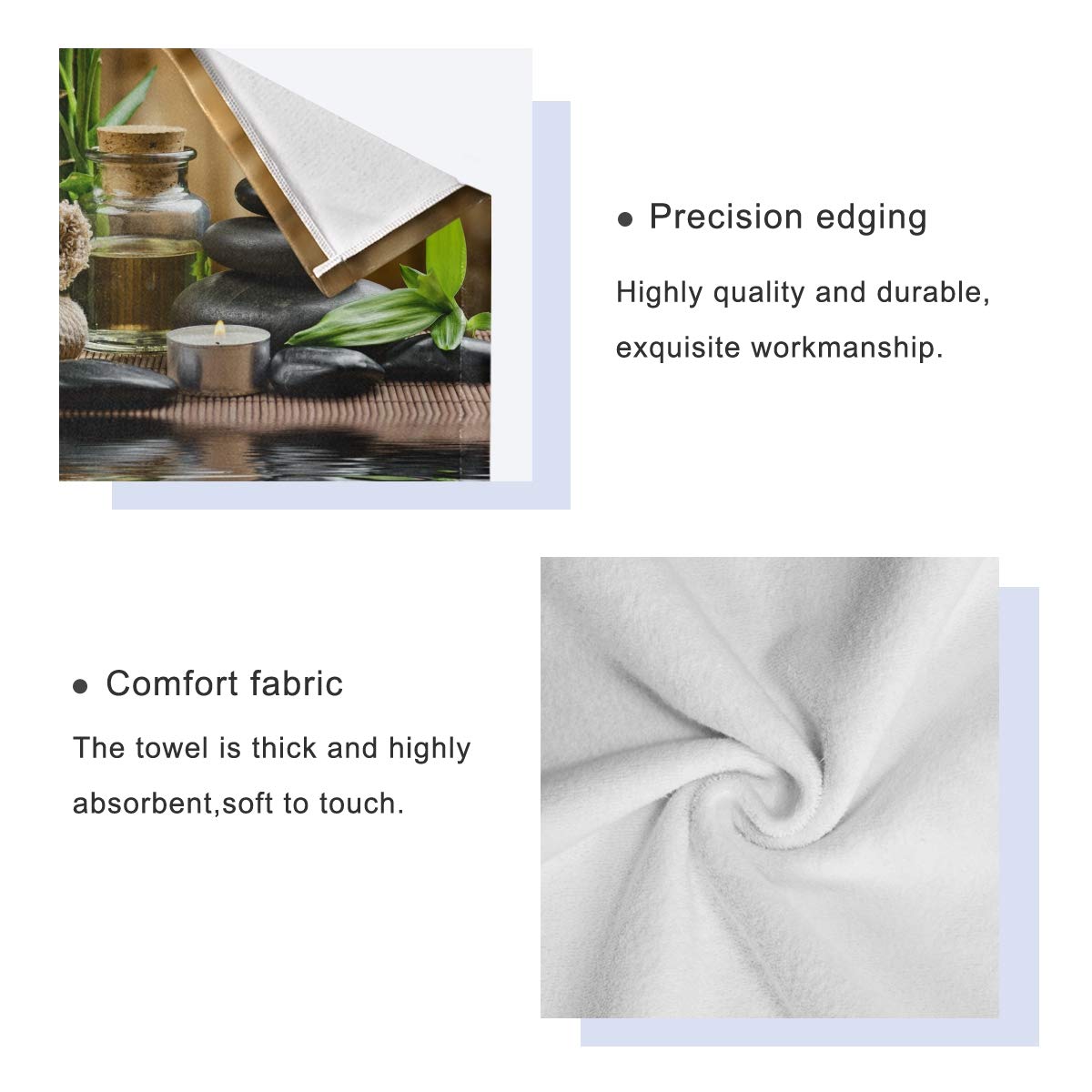 Premium Blueangle Zen Basalt Stones Wood 3-Piece Bath Towel Set - Super Soft & Absorbent Cotton Bath, Hand & Washcloths - Fade Resistant & Quick Dry - Perfect for Spa, Bathroom & Luxury Home Decor