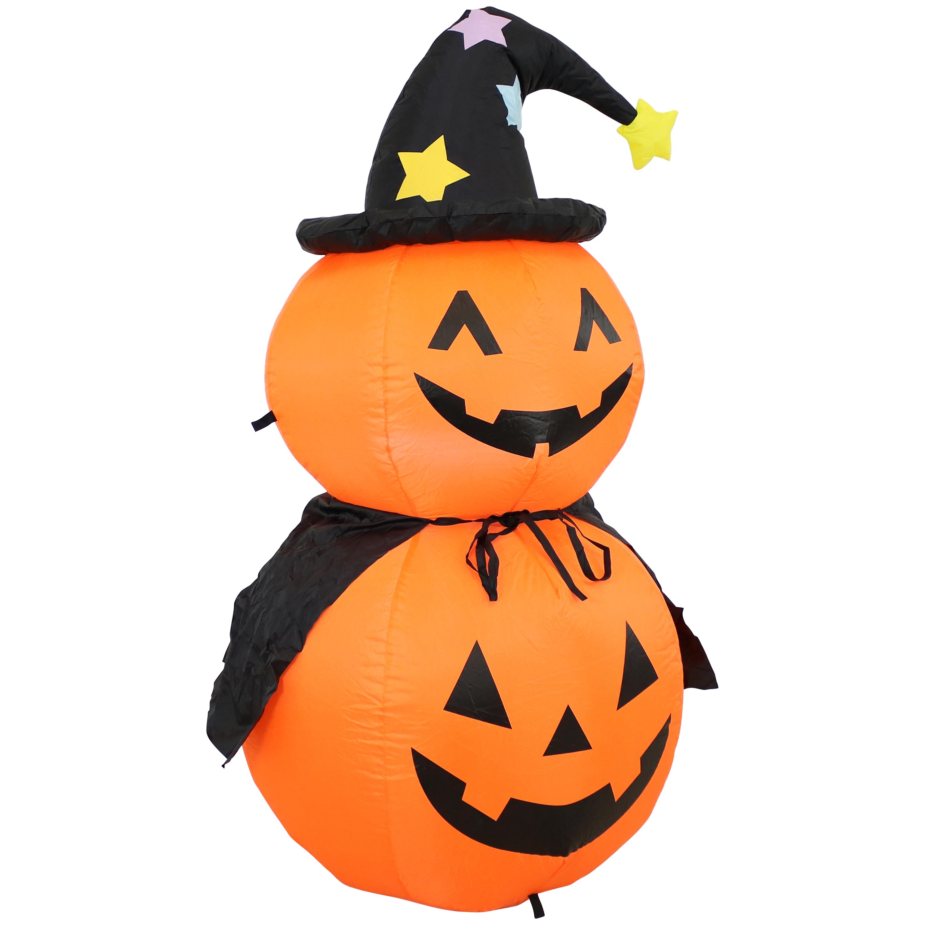 Sunnydaze 4ft Jack O' Lantern & Witch Duo Inflatable Halloween Yard Decoration - Spooky Outdoor Party Decor for Halloween Night
