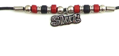 Red & Black Ceramic Beads with Slut Charm - Handmade Bohemian Jewelry Making Supplies for Necklaces, Bracelets & DIY Crafts - Perfect for Boho Style Accessories & Gifts