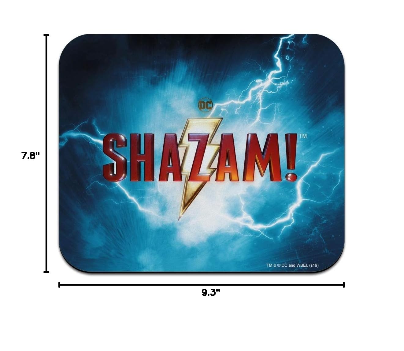 Shazam! Movie Logo Low Profile Thin Mouse Pad - Non-Slip Gaming & Office Desk Mat for PC, Laptop, Workstation - Perfect Gift for DC Fans & Gamers