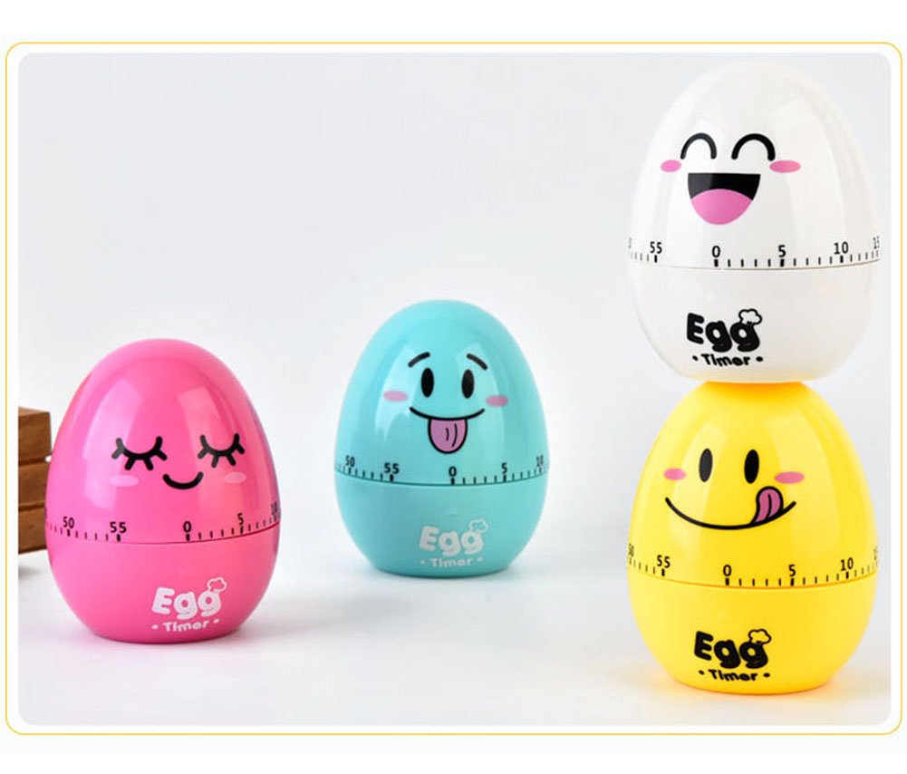 60-Minute Cute Cartoon Egg Kitchen Timer - Loud Alarm Mechanical Cooking Clock for Baking, Boiling & Meal Prep - Mini Manual Timer (White)