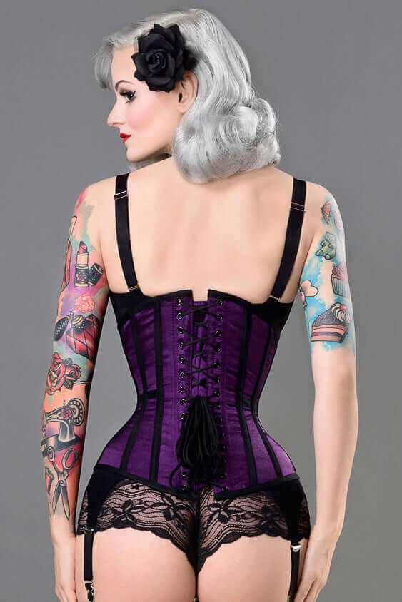 Intense Violet Steel Boned Corset for Women - Waist Training Corset with Adjustable Laces - Perfect for Cosplay, Burlesque & Victorian Fashion