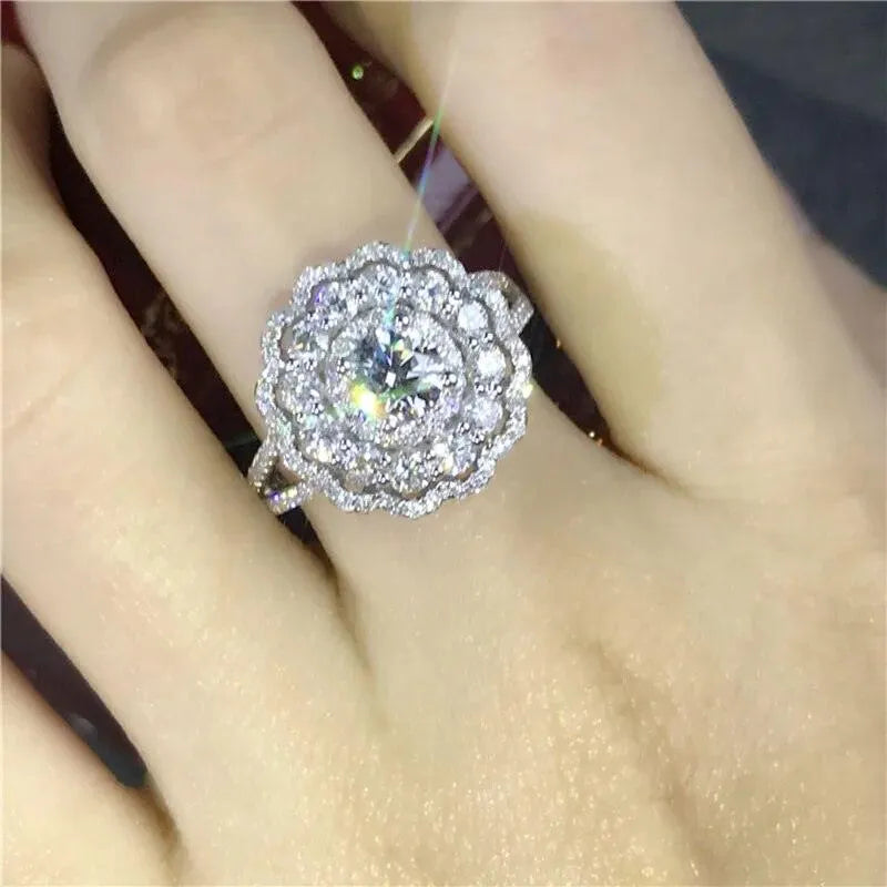 18K White Gold Natural Real Diamond Engagement & Wedding Ring with Certificate - Perfect for Proposals, Anniversaries, and Bridal Jewelry