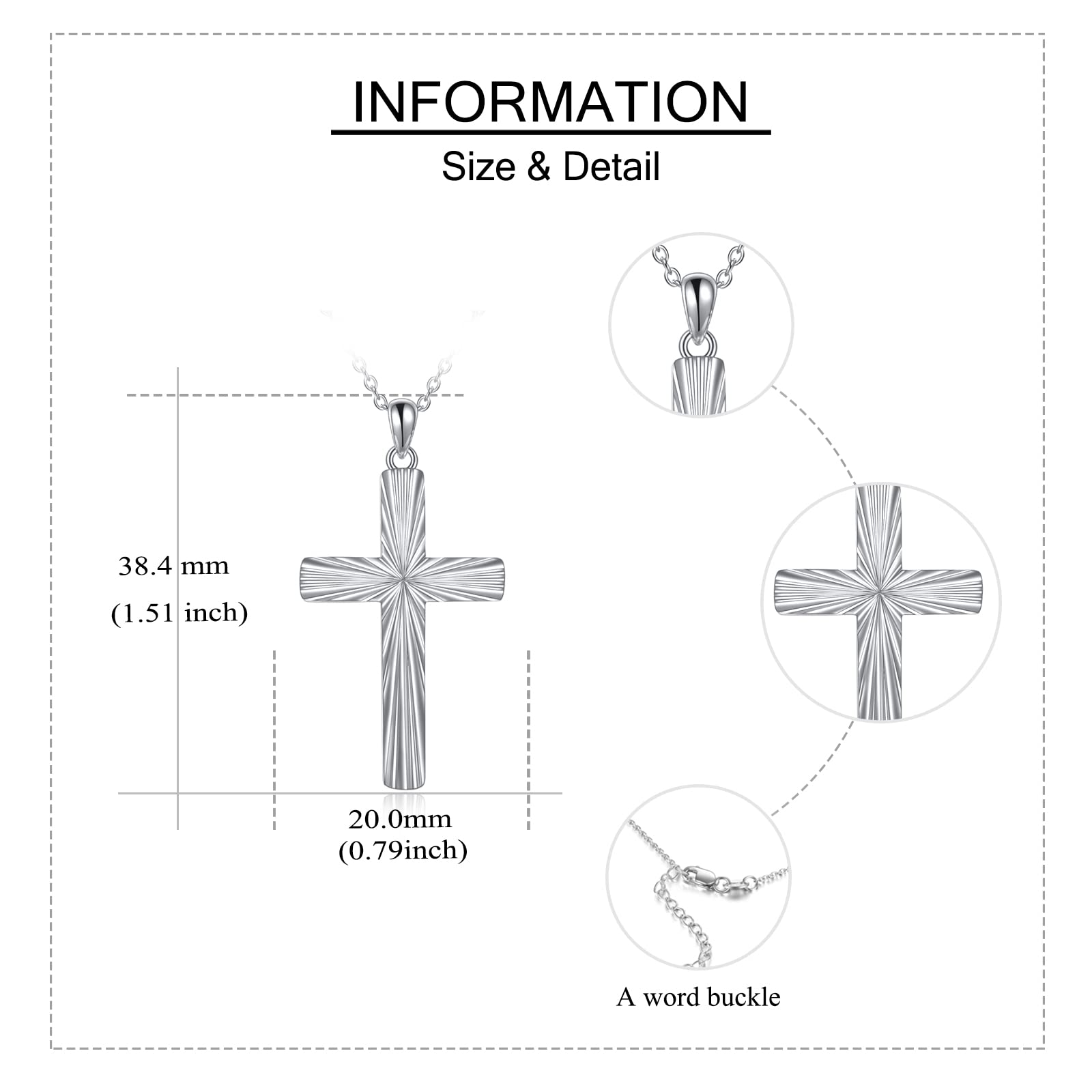 Religious Cross Pendant Necklace - Sterling Silver Origami Cross Jewelry for Women & Men - Perfect for Baptism, Confirmation, Wedding & Everyday Faith Jewelry
