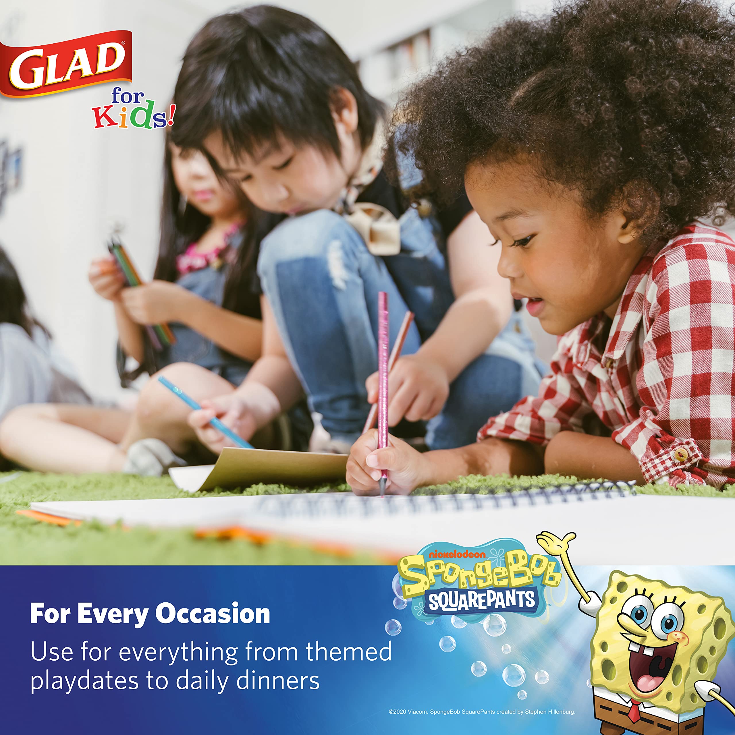 SpongeBob SquarePants Paper Plates for Kids - 20 Count, 8.5 Inch Disposable Party Plates - Heavy Duty Bubbles Design - Perfect for Birthday Parties, Picnics & Family Gatherings
