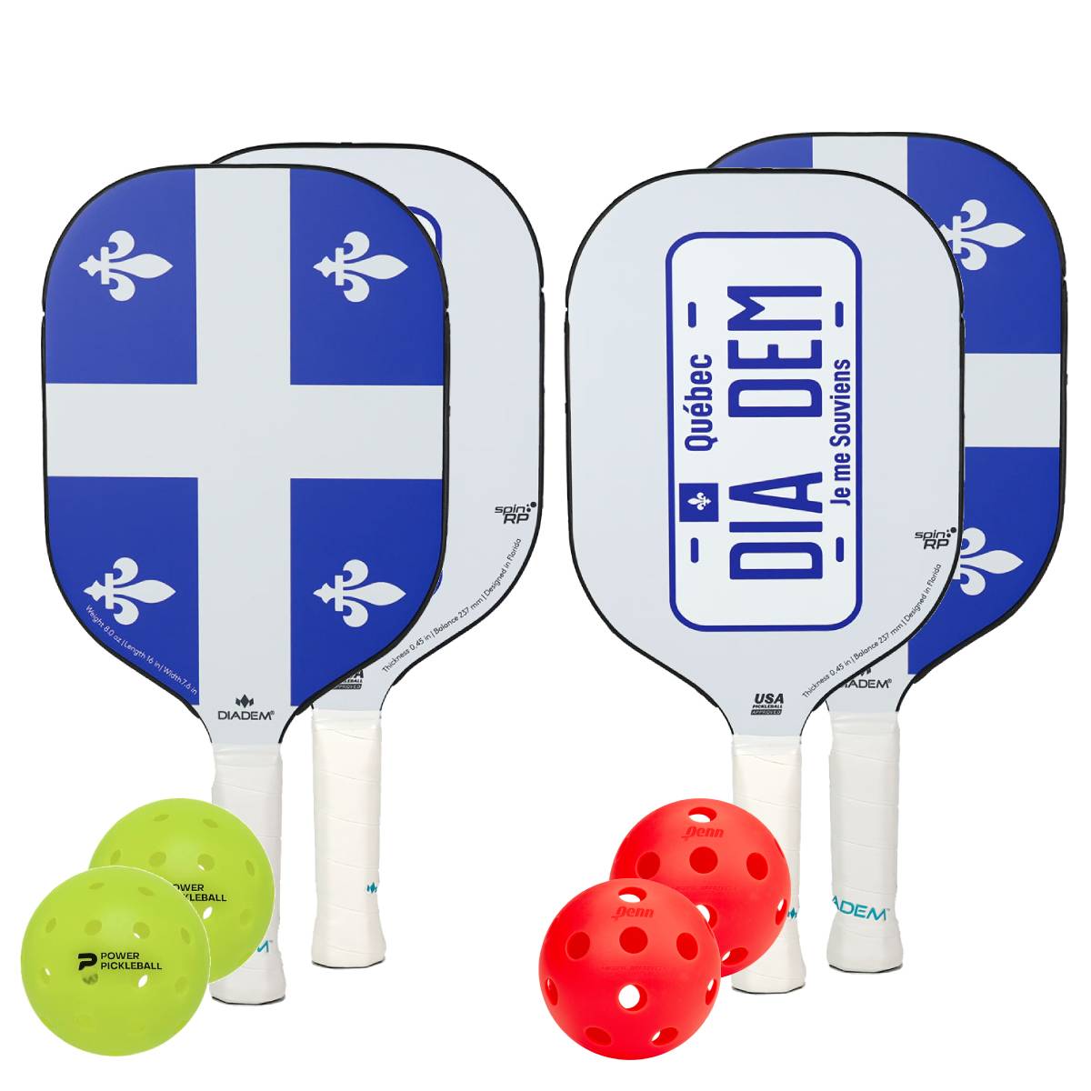 Diadem Icon V1 Quebec 4-Paddle Pickleball Set | Premium Performance Pickleball Paddles for Competitive Play & Recreational Games | Perfect for Tournaments, Club Play & Backyard Fun