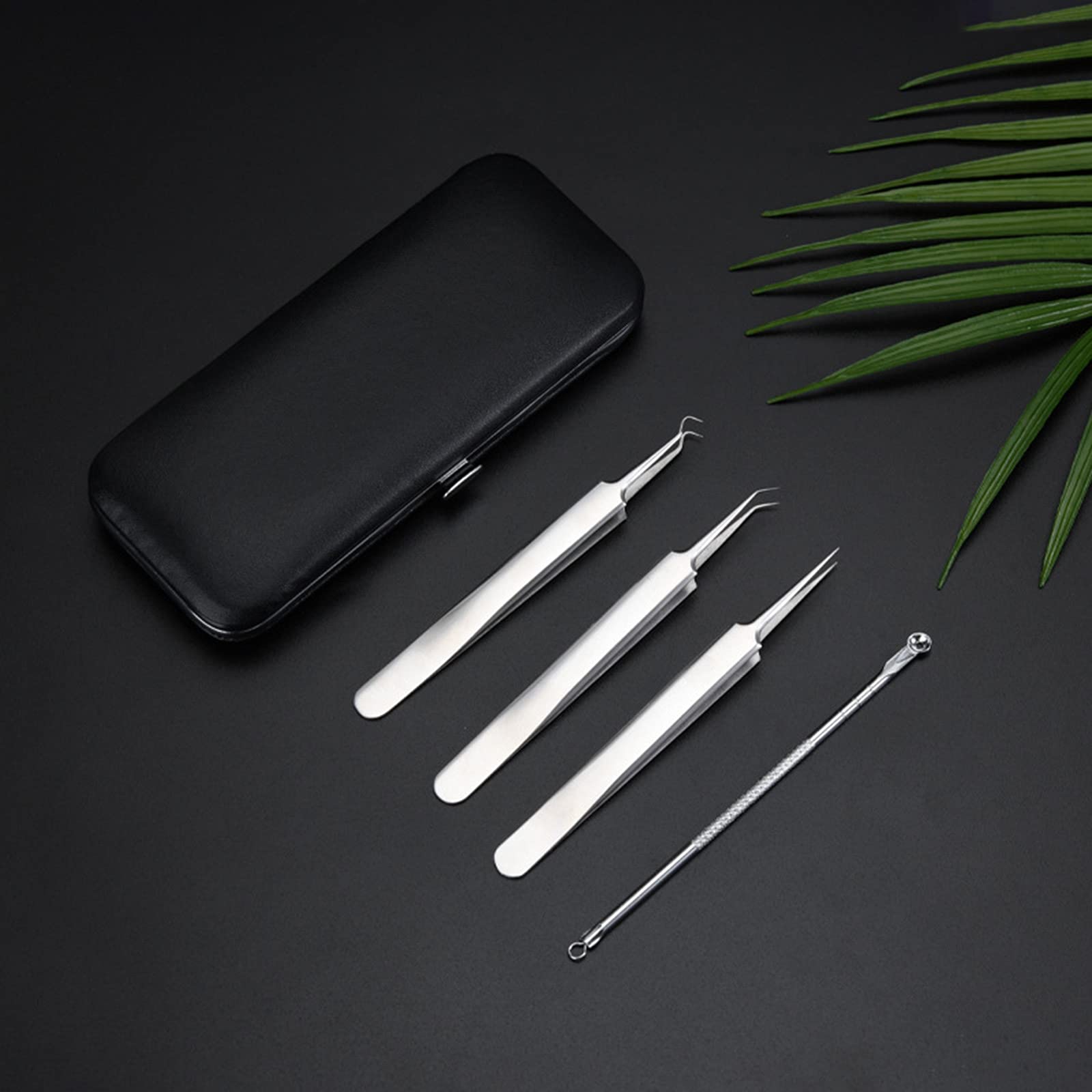 Ankeer 4Pcs Blackhead Remover Kit - Acne Comedone Pimple Extractor Tool Set with Storage Case for Facial Skin Care, Blackhead Tweezers & Blemish Cleaner - Perfect for Home Spa & Professional Use
