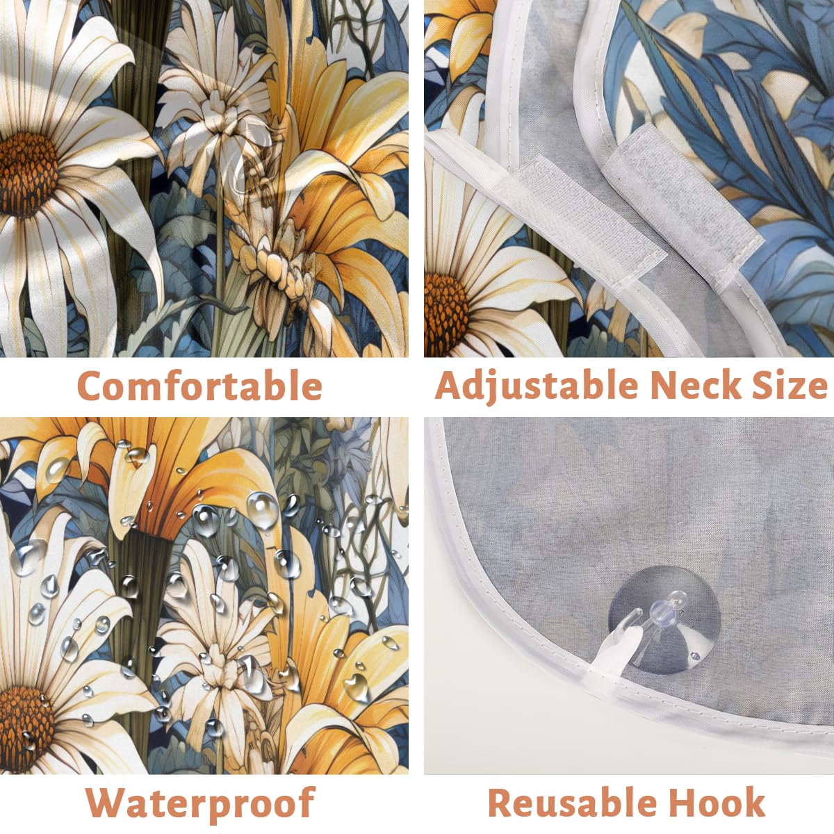 **Men's Waterproof Beard Shaving Bib with Daisy Floral Design - Barber Apron for Hair Dye, Makeup & Grooming - Sink Hair Catcher for Trimming, Styling & Lineup - Perfect Gift for Barbers & DIY Grooming at Home**