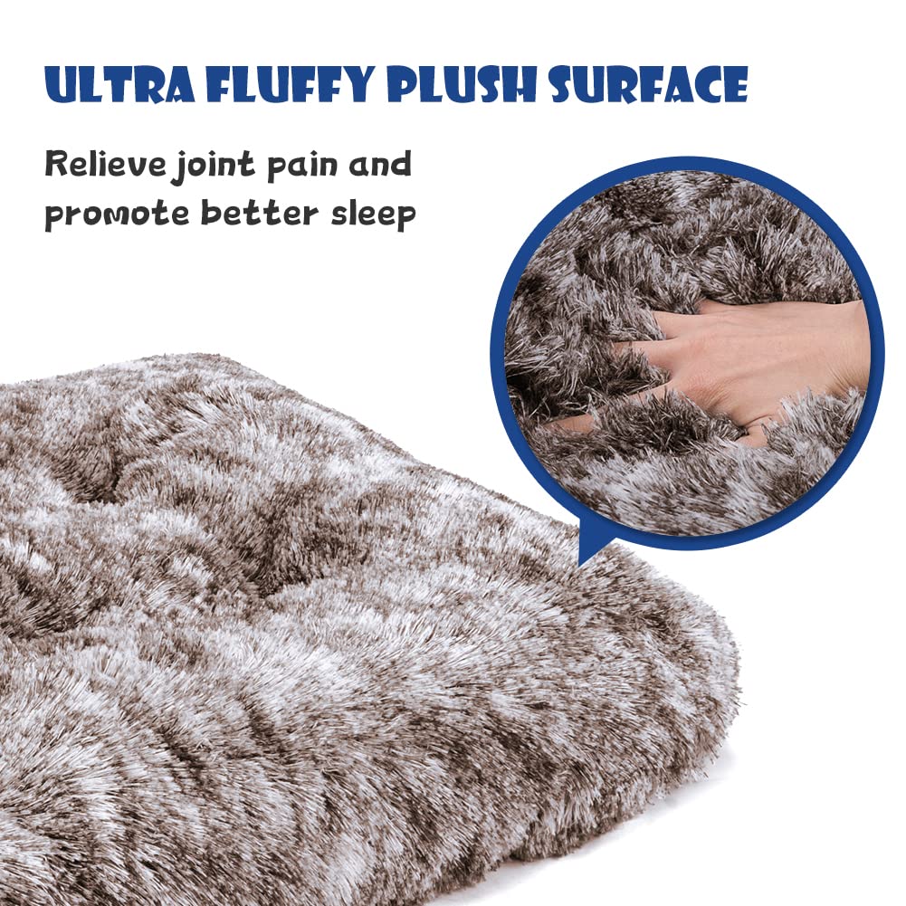 Premium Plush Dog Bed Crate Pad - Soft Washable Anti-Slip Pet Bed for Large Medium Small Dogs & Cats | Calming Kennel Mat for Anxiety Relief & Comfortable Sleeping | Perfect for Crates, Travel & Home Use
