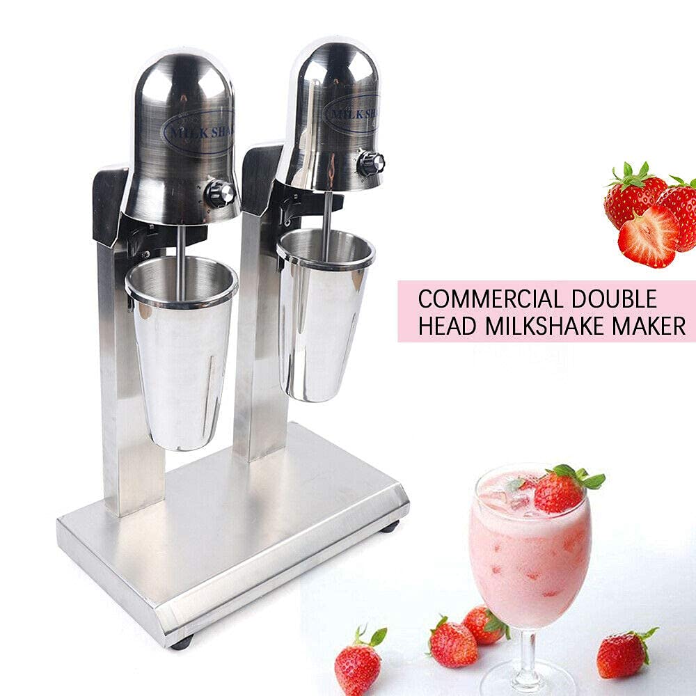 Commercial Dual Head Milk Shake Maker Machine - 110V Stainless Steel Drink Mixer & Shaker for Smoothies, Ice Cream, Protein Shakes - Perfect for Restaurants, Cafes & Smoothie Bars