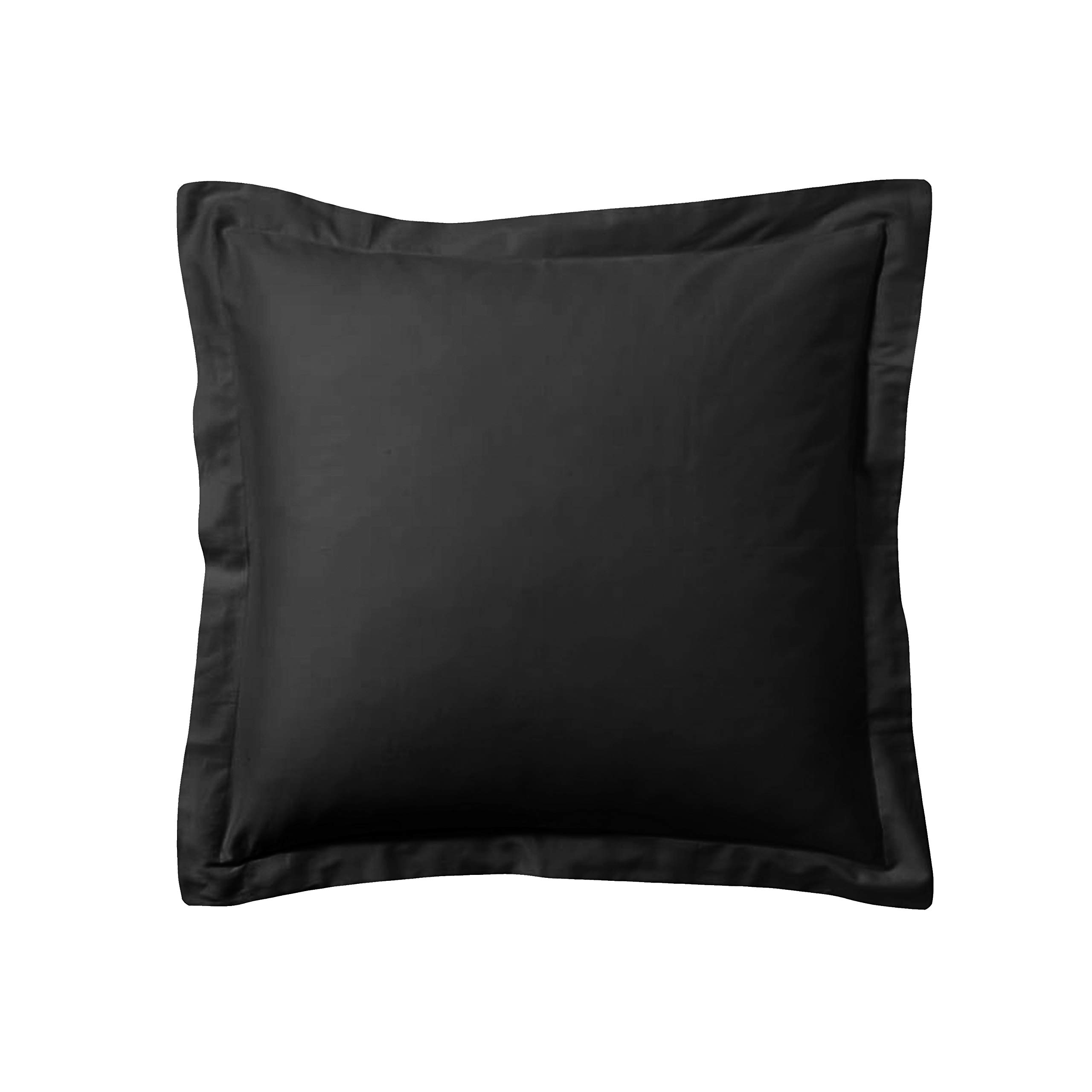 Premium Euro Sham Pillow Cover - Bed Maker's Tailored Sham in Black - Luxury Bedding for Master Bedroom & Guest Room Decor