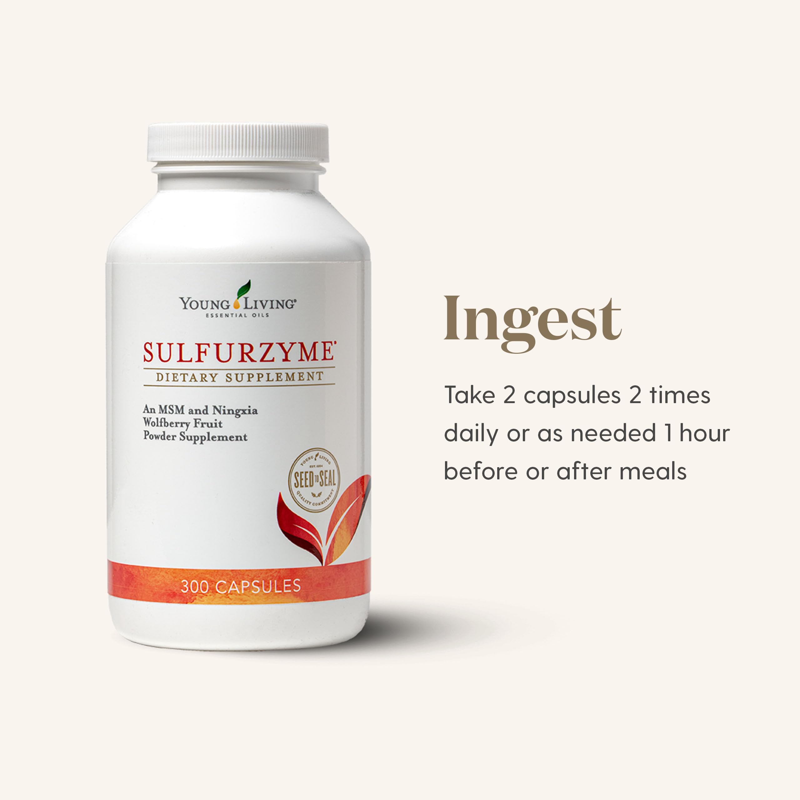 Young Living Sulfurzyme 300 Capsules - MSM & Wolfberry Powder Supplement for Joint Health, Skin & Hair Care - Supports Overall Wellness - Ideal for Daily Health Routine & Active Lifestyle