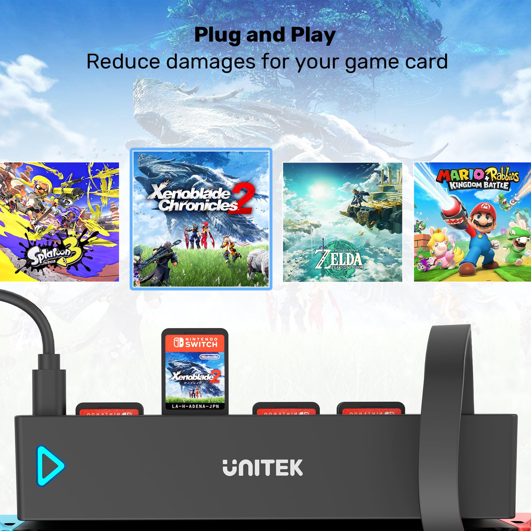 **Unitek Switch Game Card Reader - Upgraded Multi-Game Switcher with Remote Control, 8-in-1 Quick Switch Adapter for Nintendo Switch & OLED - Perfect for Gaming Parties & Travel**