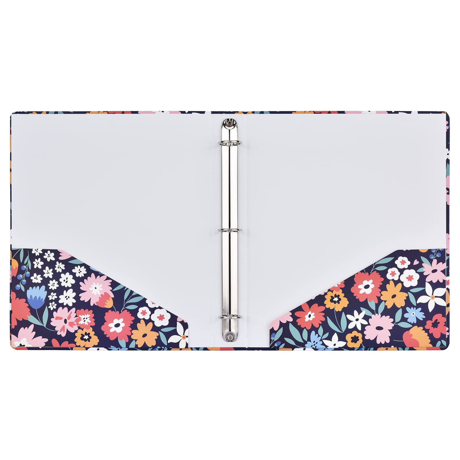 Floral Art Deco Hardcover 3-Ring Binder for Letter Size Paper - 1 Inch Round Rings, 2 Interior Pockets - Elegant School & Office Organizer for Notes, Documents & Presentations | Perfect for Students, Teachers & Professionals