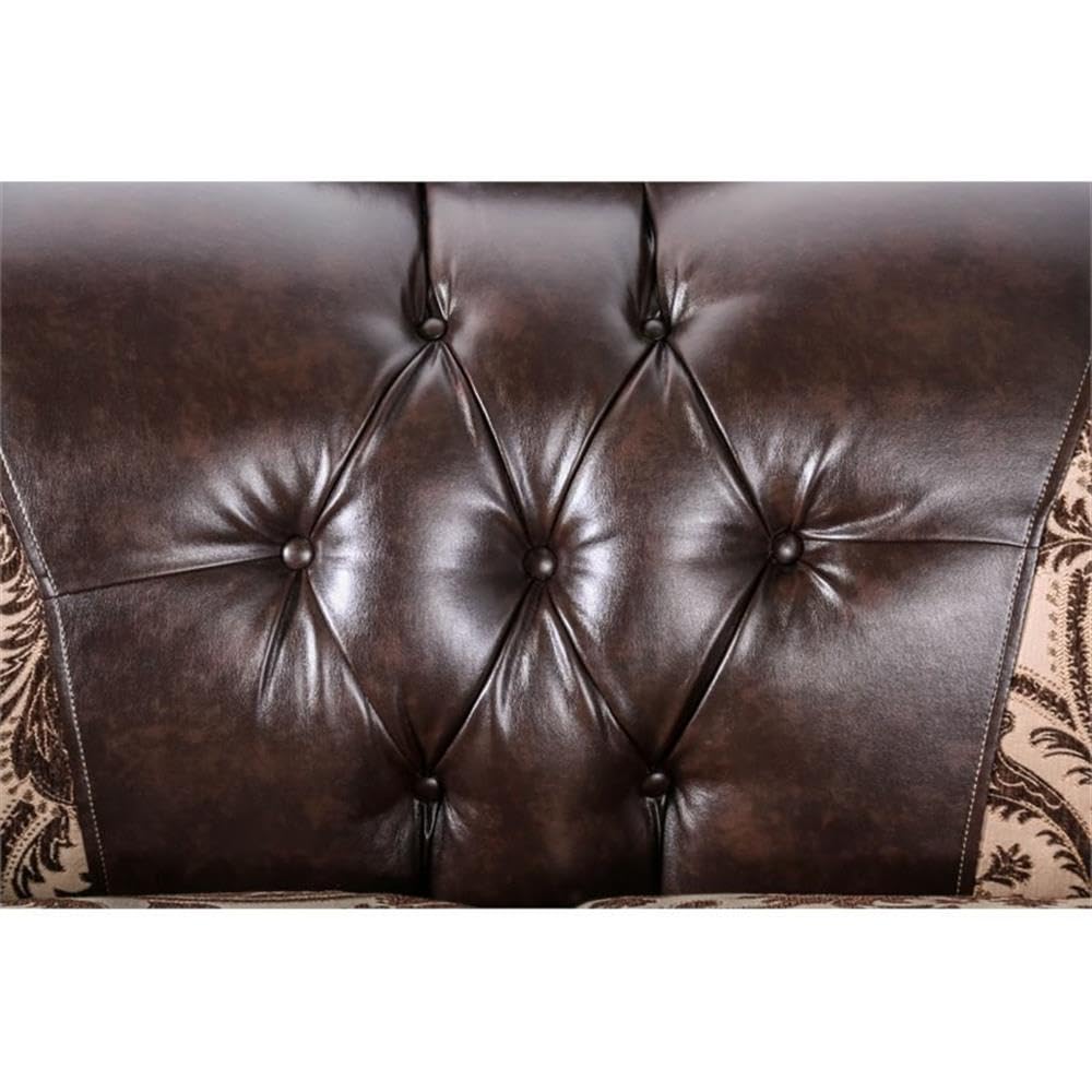 Furniture of America Modern Sofa Set - Light & Dark Brown Leather Couches for Living Room | Comfortable Sectional Sofa for Home, Office & Lounge