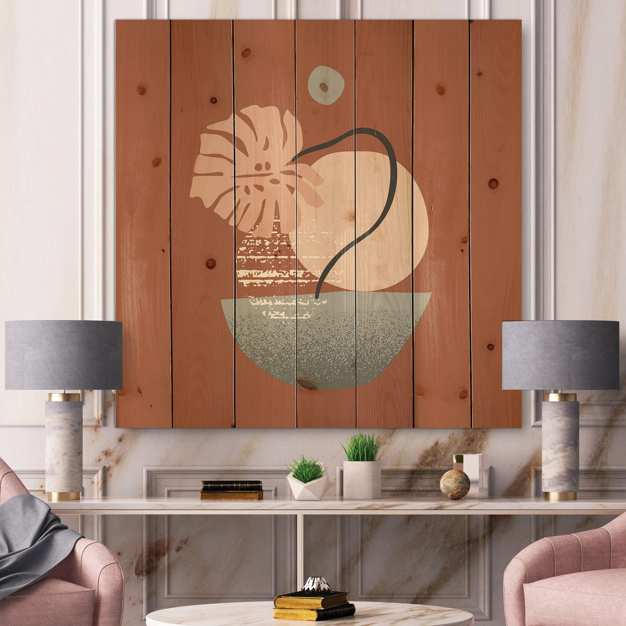 Modern Wood Wall Art - Tropical Palm & Abstract Geometry Panels for Home Decor