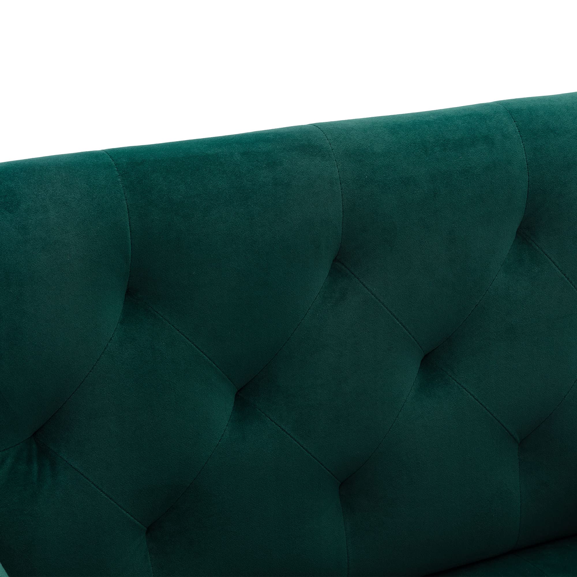 JOYBASE Velvet Accent Chair - Mid Century Modern Tufted Armchair with Sturdy Metal Legs, Comfortable Reading Chair for Living Room & Bedroom (Green) | Perfect for Cozy Corners, Home Offices & Lounge Areas