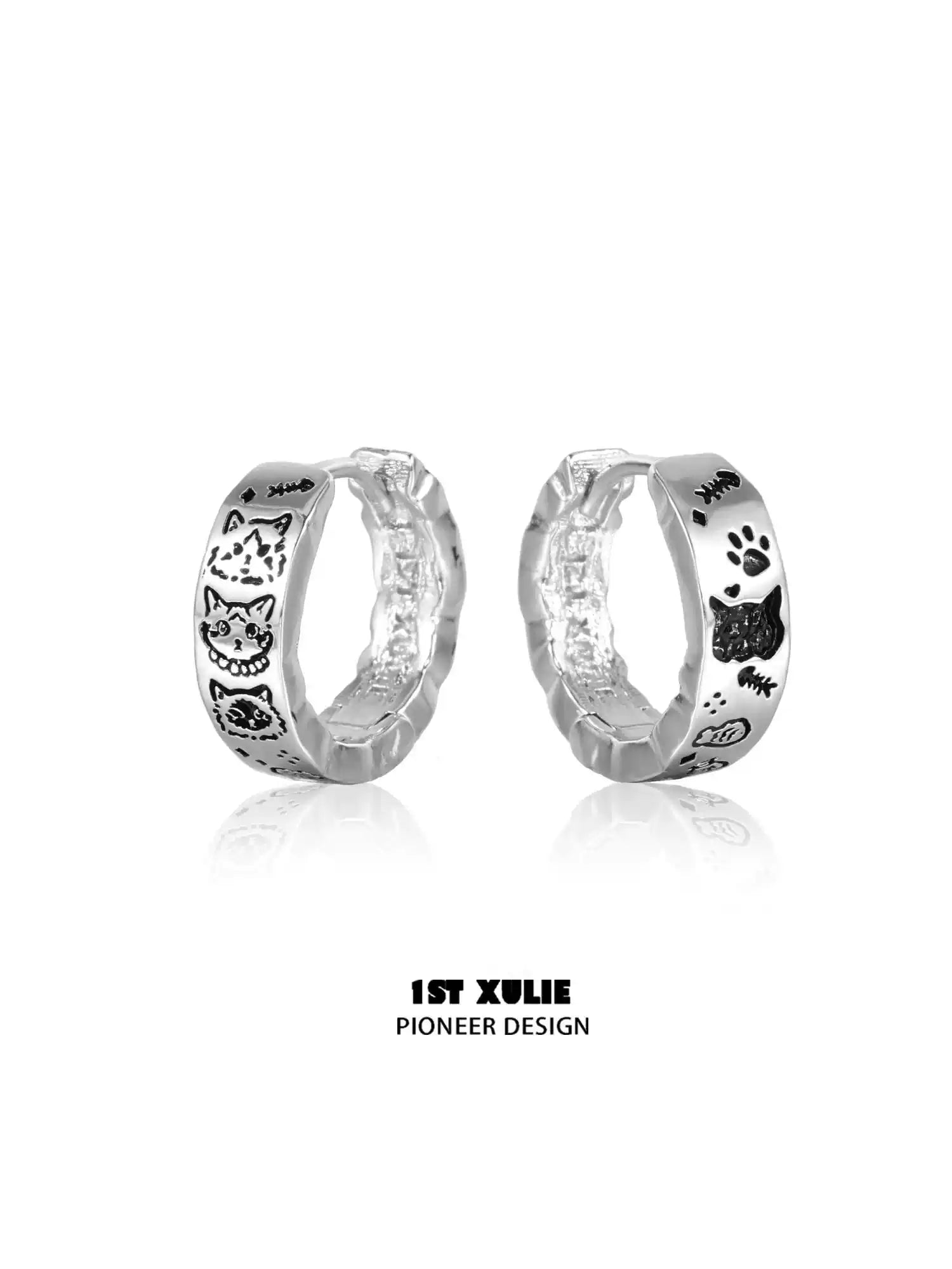 Graffiti Kitten 18K Gold Plated Stud Earrings for Women - Trendy Cat Design Fashion Jewelry Gift for Her - Perfect for Parties, Dating & Everyday Wear