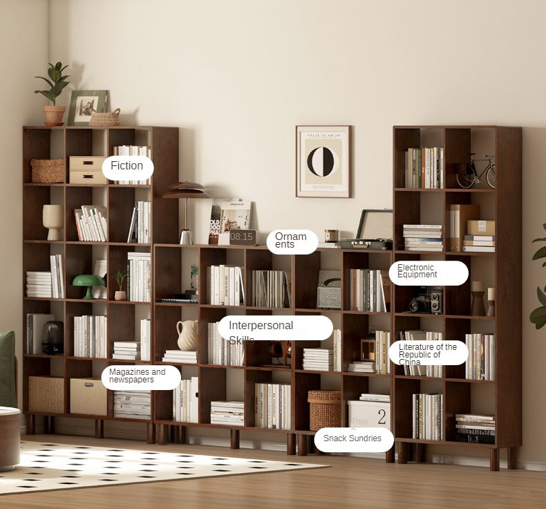 Oak & Beech Solid Wood Modular Bookshelf - Customizable Storage for Home Office, Living Room & Bedroom