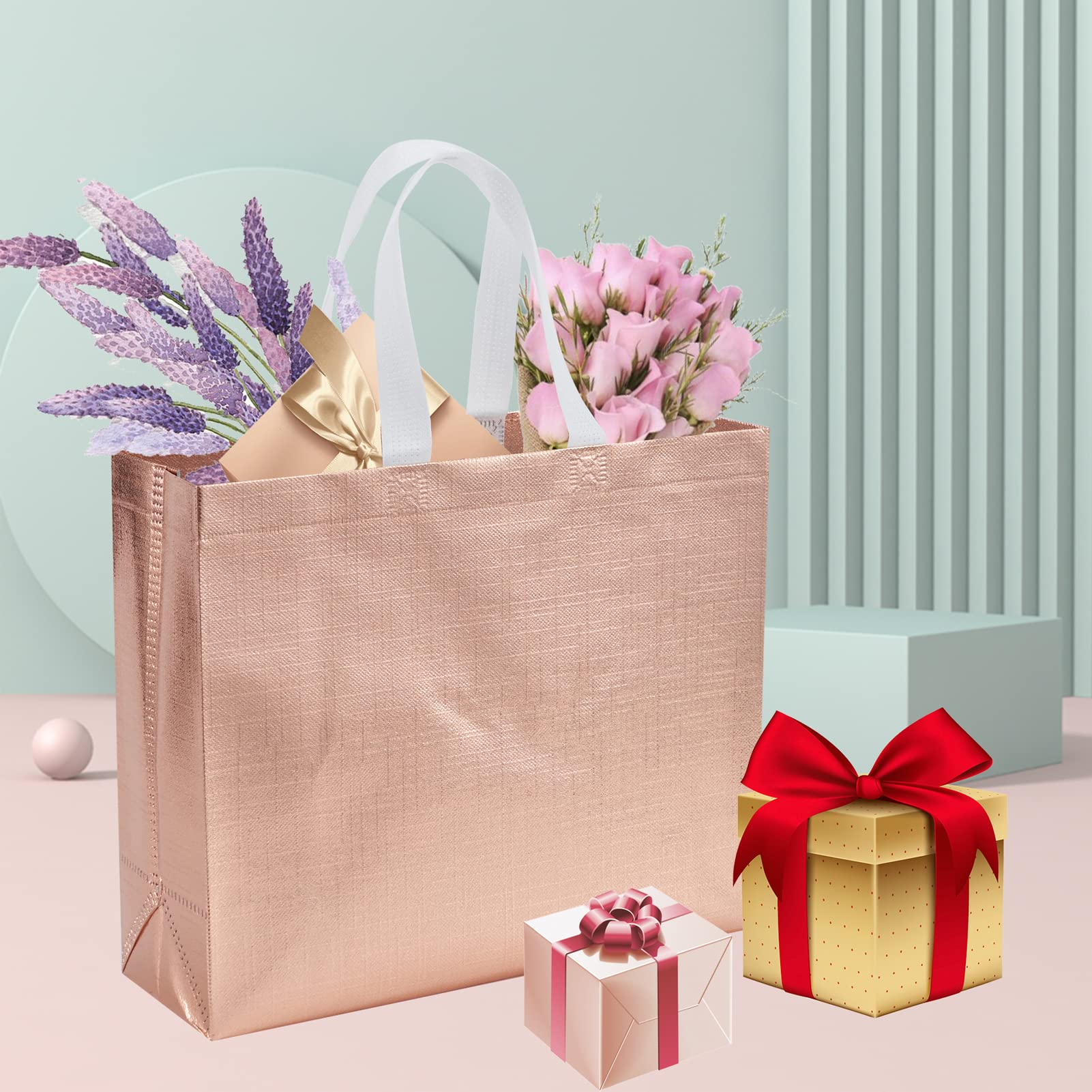6 Pack Reusable Large Gift Bags with Handles - Eco-Friendly Party Wedding Favor Bags for Birthdays, Christmas, Baby Showers & Special Occasions