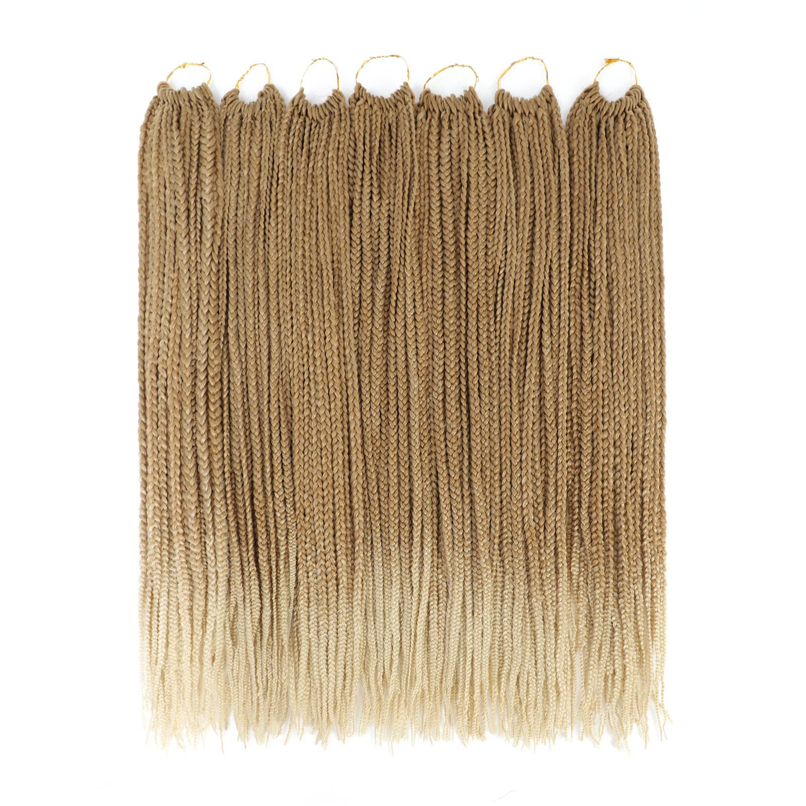 24 Inch Box Braid Crochet Hair - 7 Pack Pre-Looped Medium Box Braids for Black Women (27/613 Color) | 24 Strands per Pack | Perfect for Protective Styles, Everyday Wear & Special Occasions