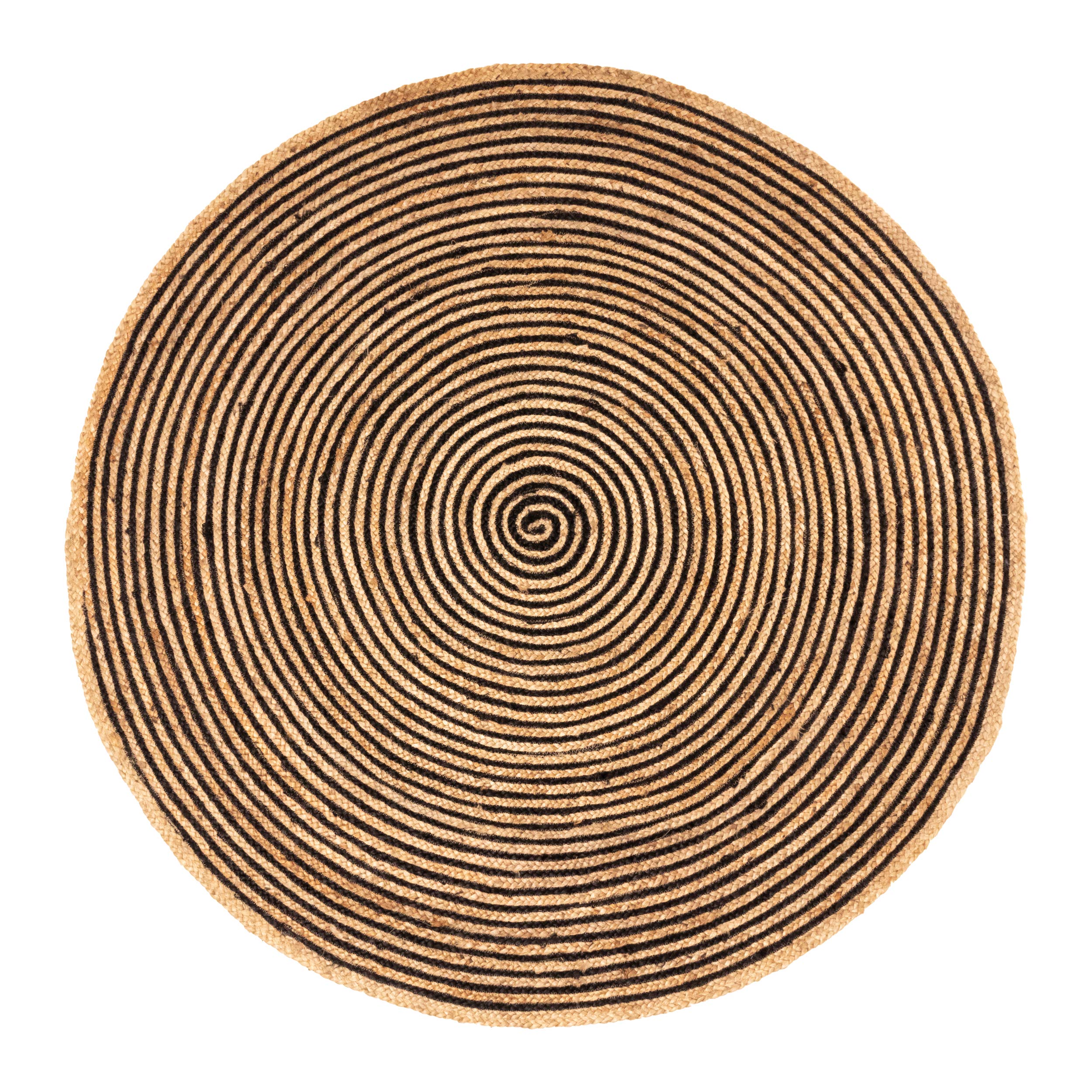 Premium Handwoven Braided Jute Area Rug - 10' Round Black Natural Fiber Floor Mat for Living Room, Bedroom, Dining Room | Eco-Friendly Farmhouse Decor for Home, Office, Dorm & Entryway | Soft Underfoot & Durable for High-Traffic Areas