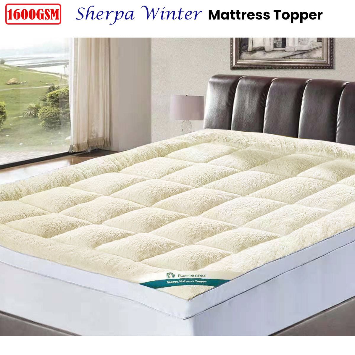 1600GSM Sherpa Winter Mattress Topper Single - Ultra Plush Fleece Bed Topper for Cold Weather, Warm & Cozy Sleeping Solution for Winter Nights - Perfect for Guest Beds, Dorms, and Seasonal Comfort