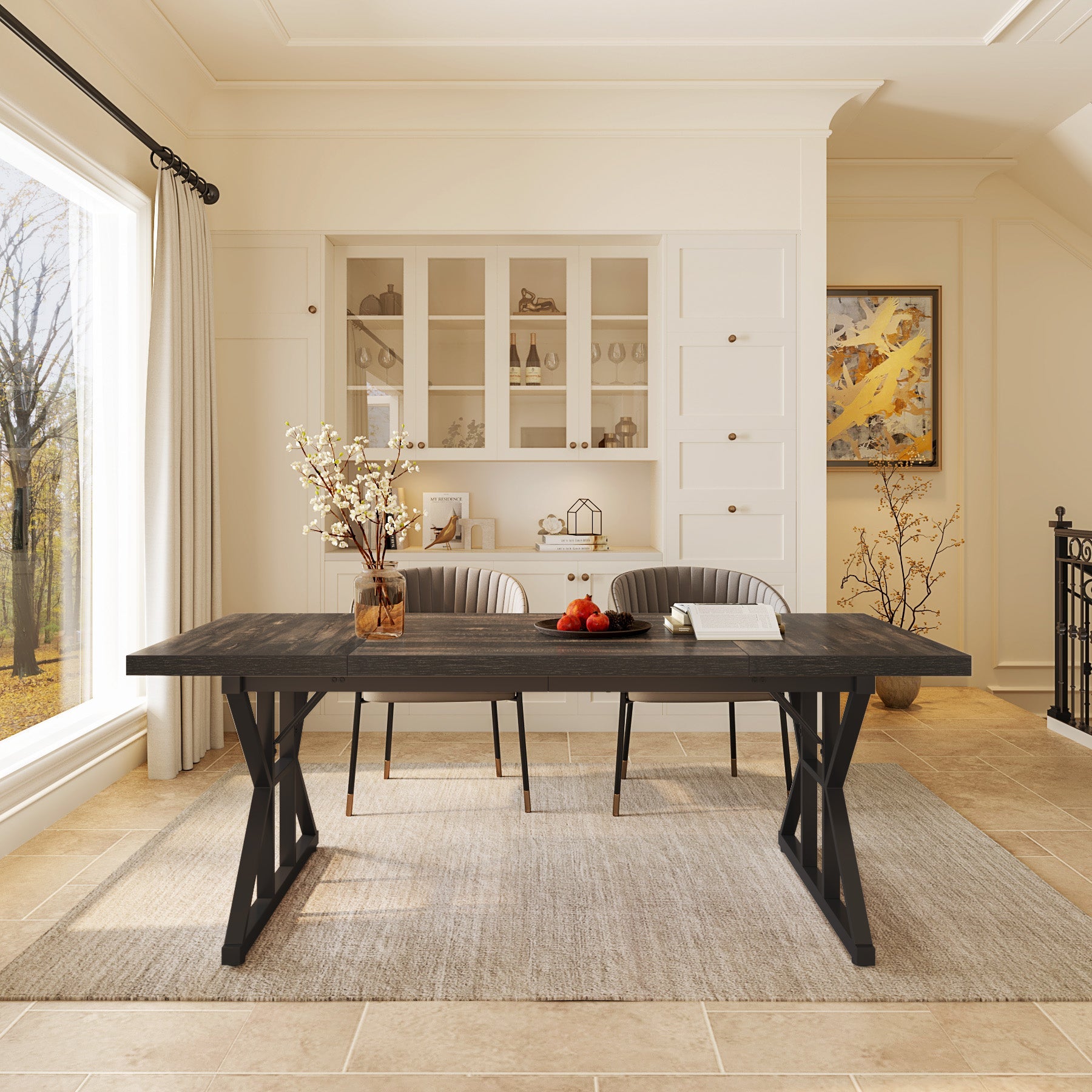 Solid Wood Farmhouse Dining Table - 70.8